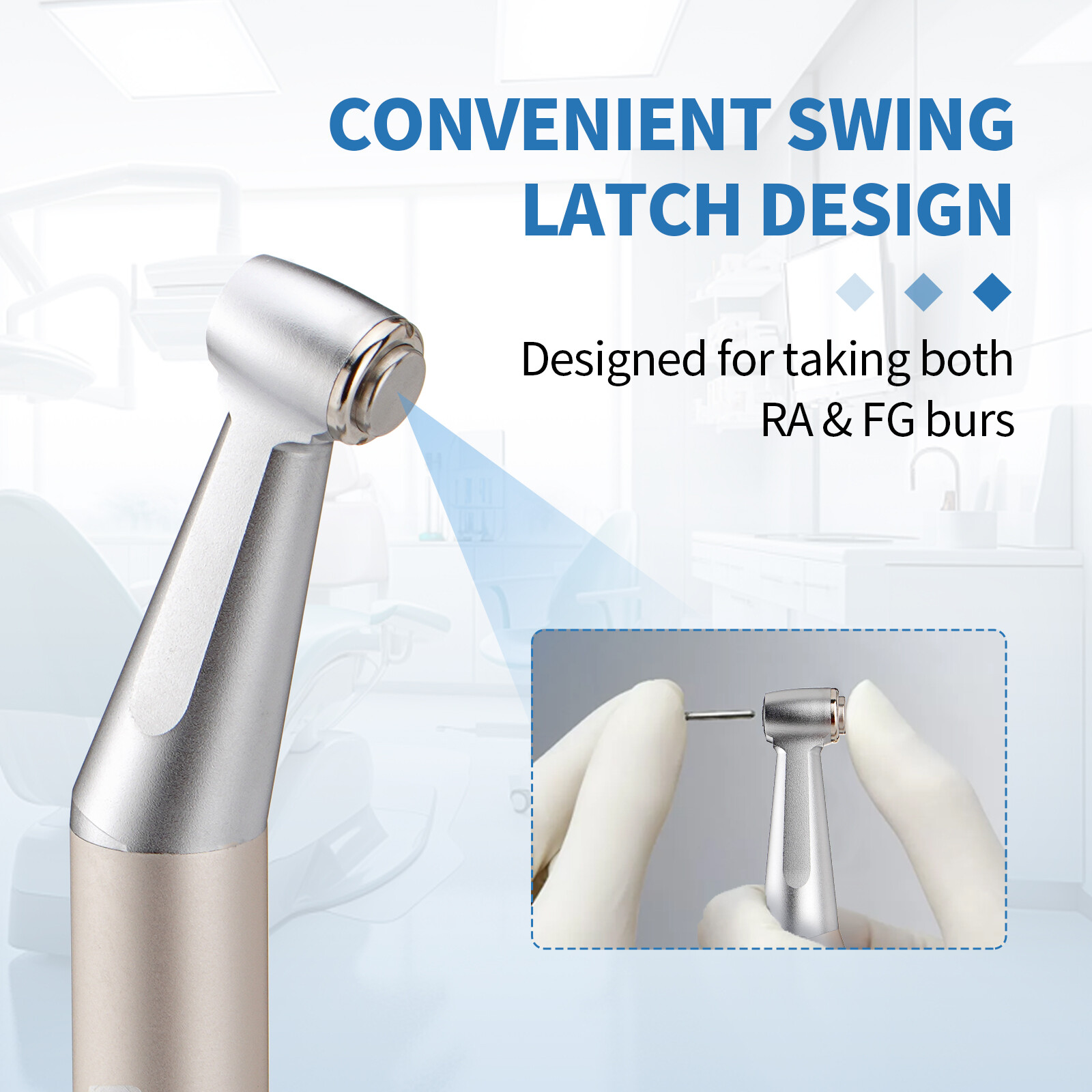 10Packs Dental Slow Low Speed Handpiece 1:1 Contra Angle Push Button E-Type US