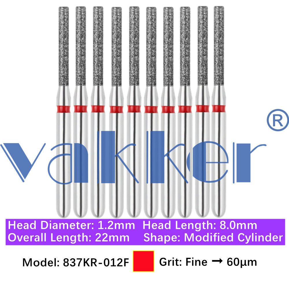 10pc Dental FG Diamond Burs for High Speed Flat/Round End Cylinder Polishing Bur