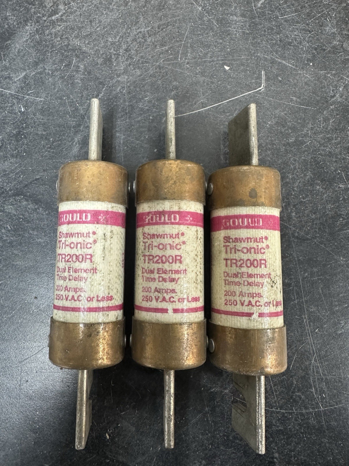 Lot of 3 – TR200R Gould 200 Amp Time Delay Fuse