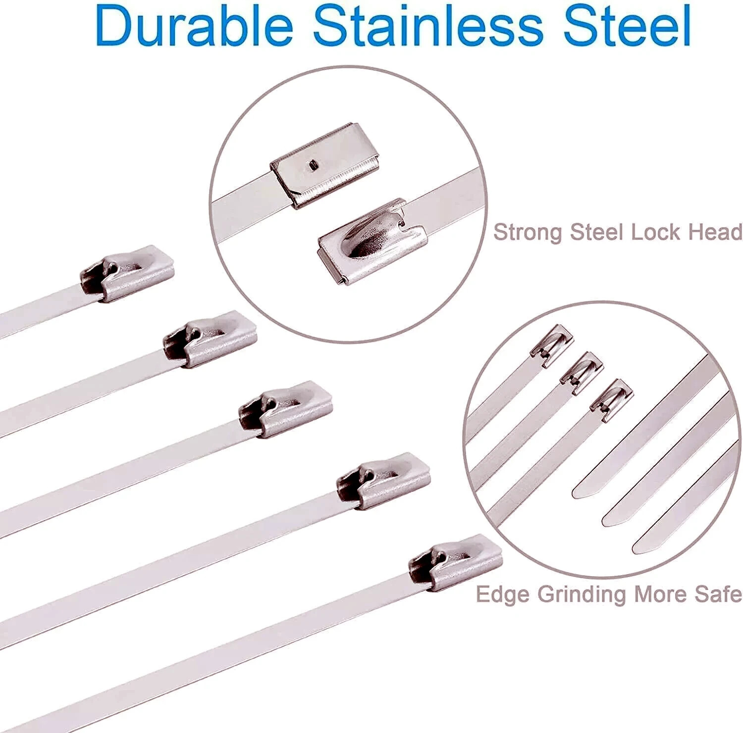 Metal Zip Ties 304 Stainless Steel Heavy Duty Cable 198-400lb 8″ 12″ 18 24″ 36″