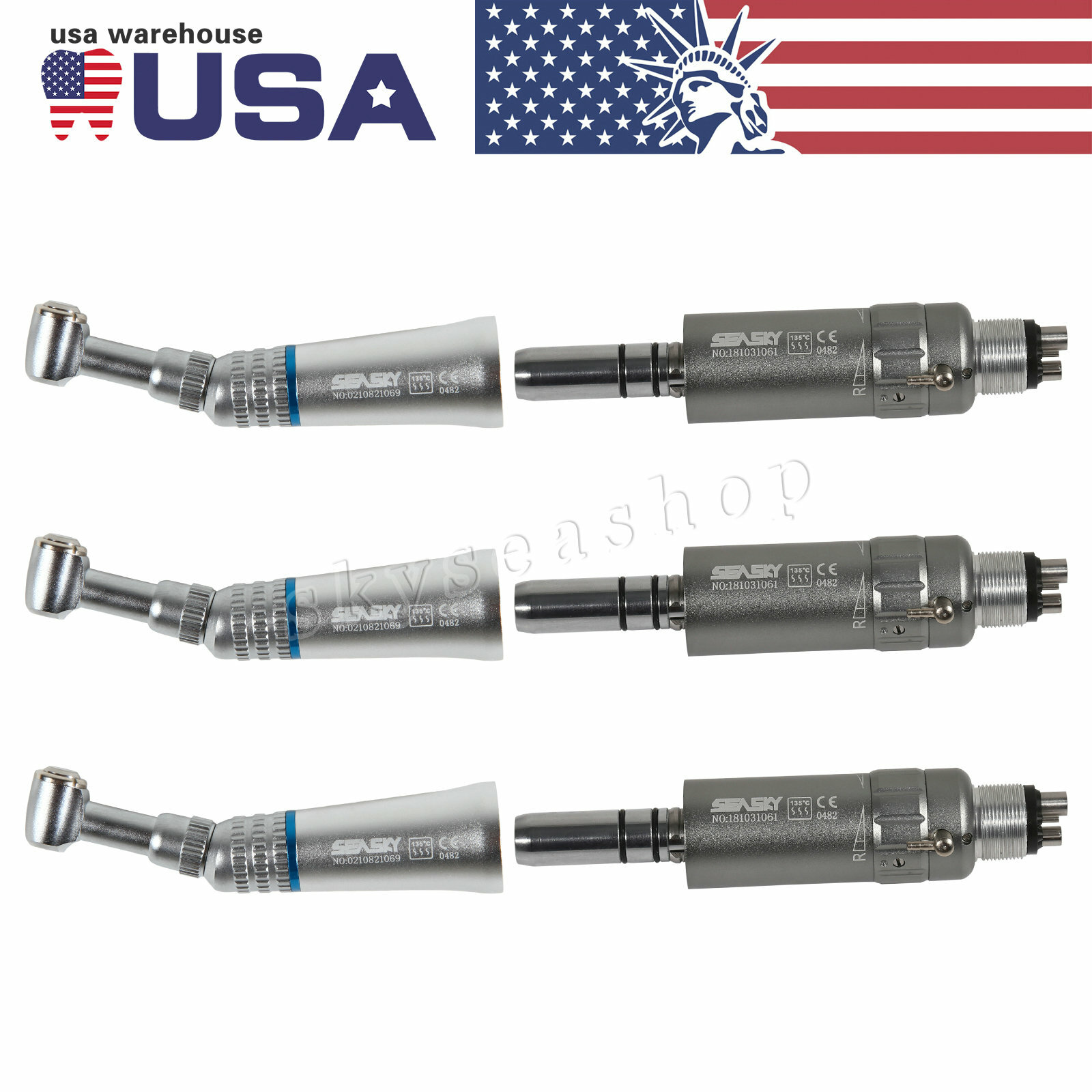 SEASKY Dental slow speed handpiece contra angle Push for NSK Air motor 4H b-n
