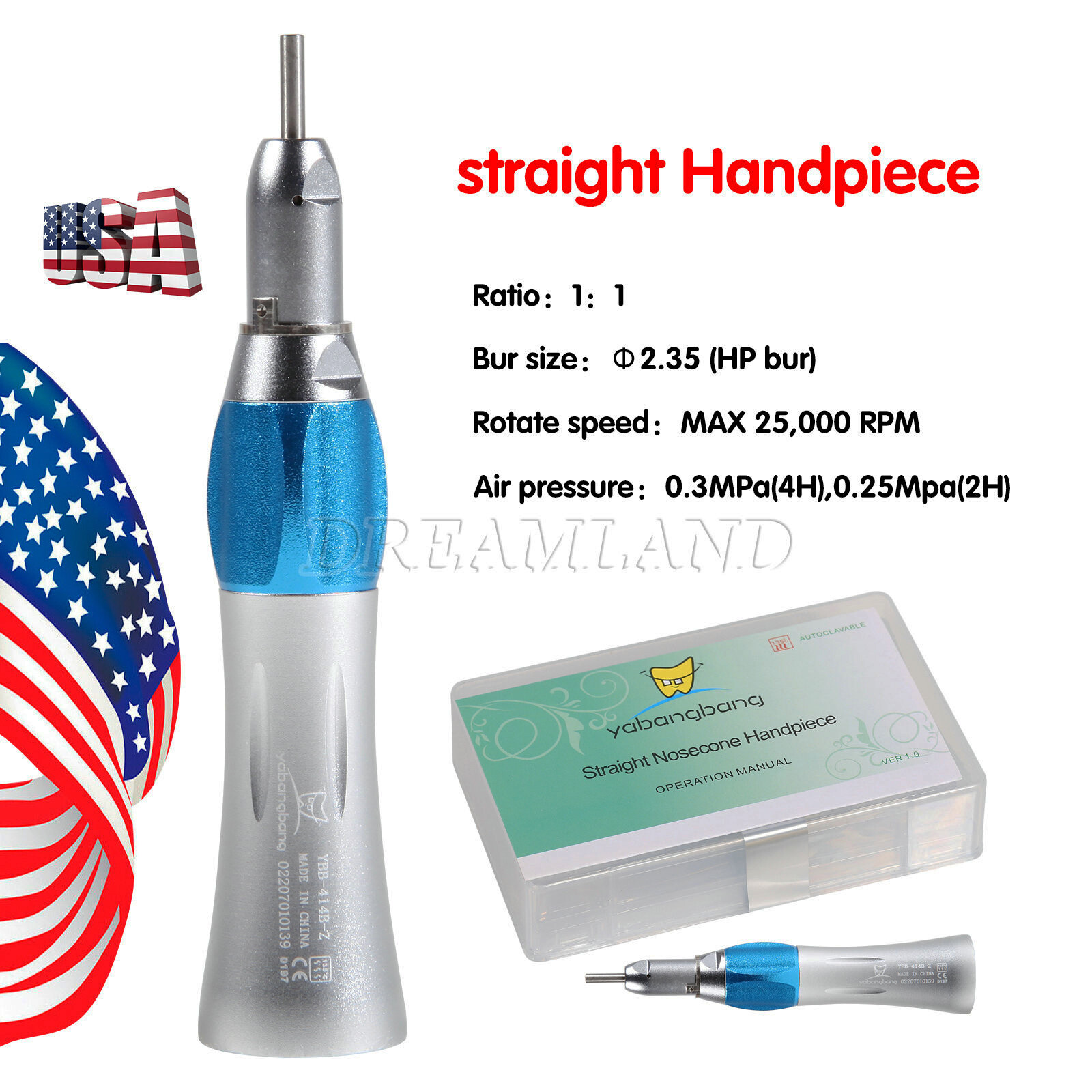 Estilo NSK Dental Contra Angulo Baja Velocidad Pieza de Mano 4/2 Holes
