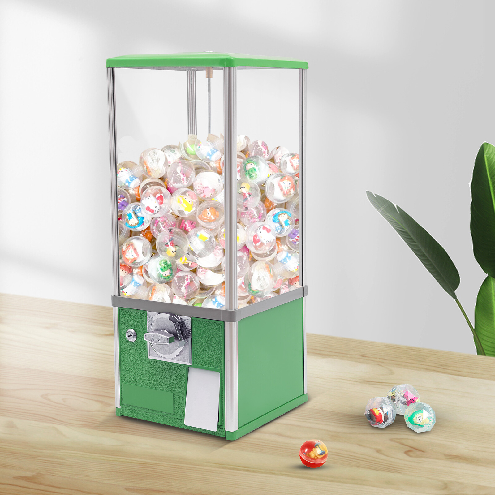 26*26*64cm Gumball Machine with Keys – Modern Bubble Gum Candy Dispenser