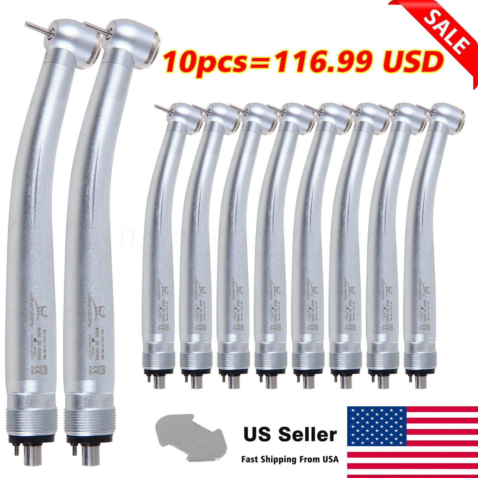 USA Dental Ultrasonic Piezo Scaler Handpiece 5 Tips Fit EMS Cavitron Woodpecker