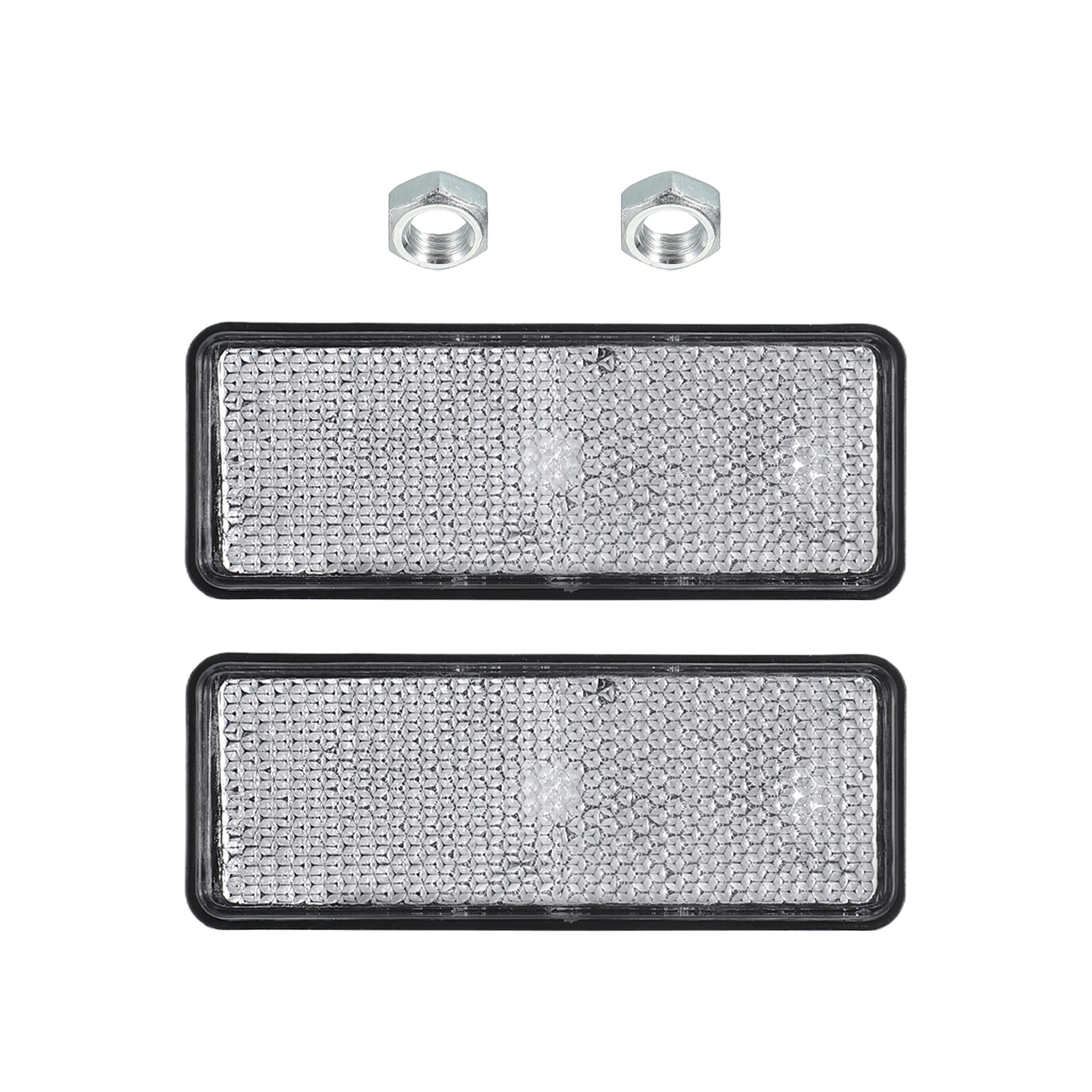 2PACK Rectangle Rear Reflectors Safety Reflective Warning Plastic White
