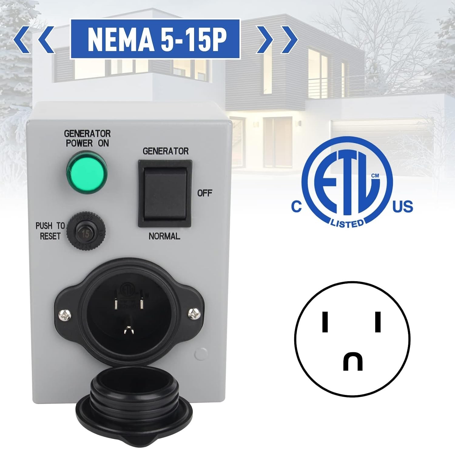 Durable 15 Amp Listed Manual Transfer Switch for Safe Indoor and Outdoor Use