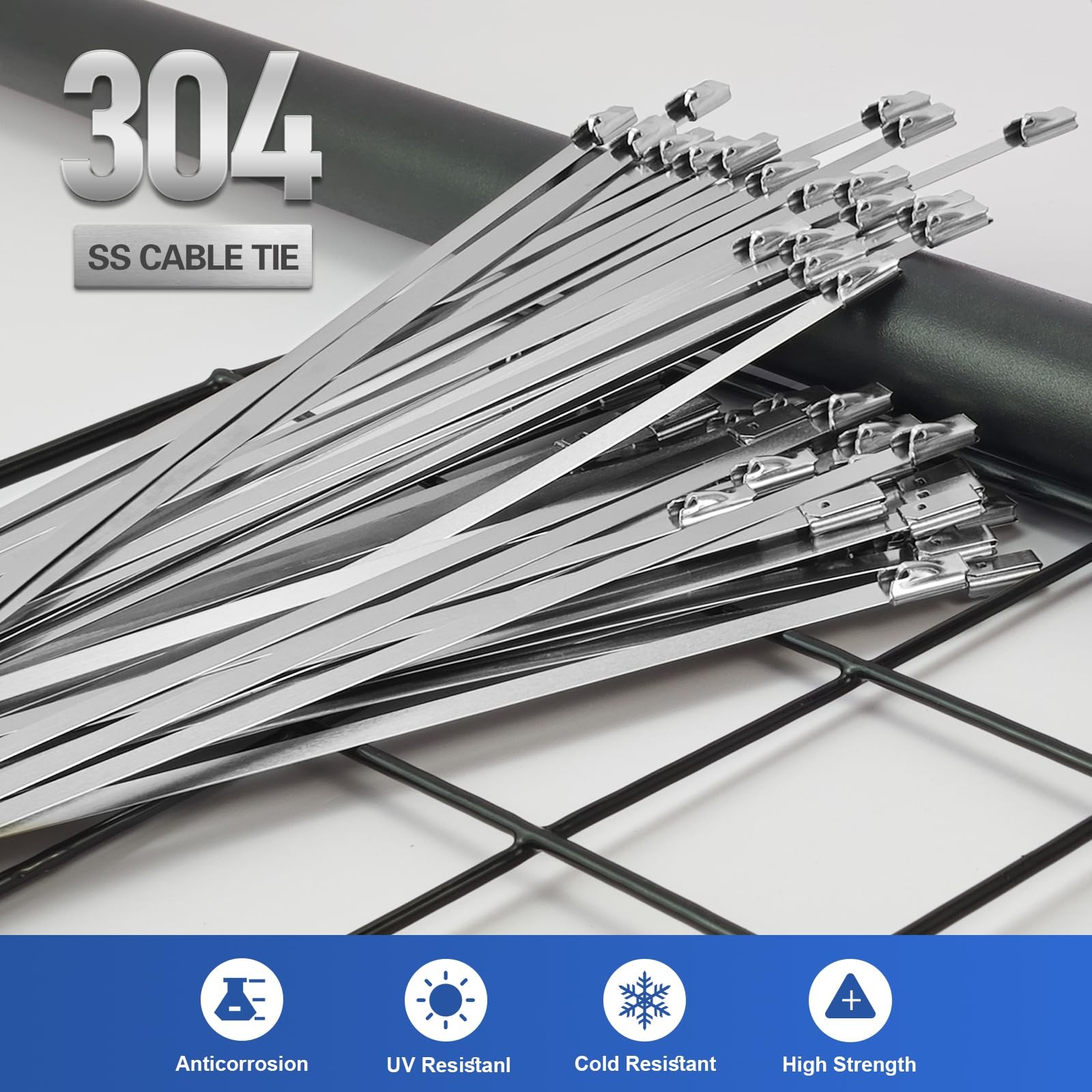 Heavy Duty Metal Zip Ties Kit (With Tie Cutter) Corrosion Resistance Stainles…