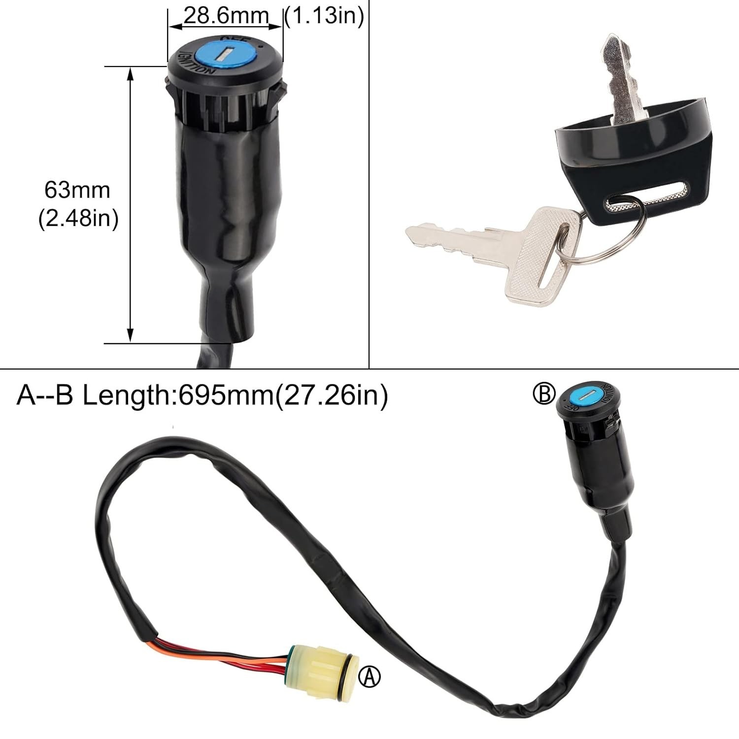 Ignition Key Switch for Honda Rancher 350 400 420/Foreman 450 500 /Rubicon 500/R