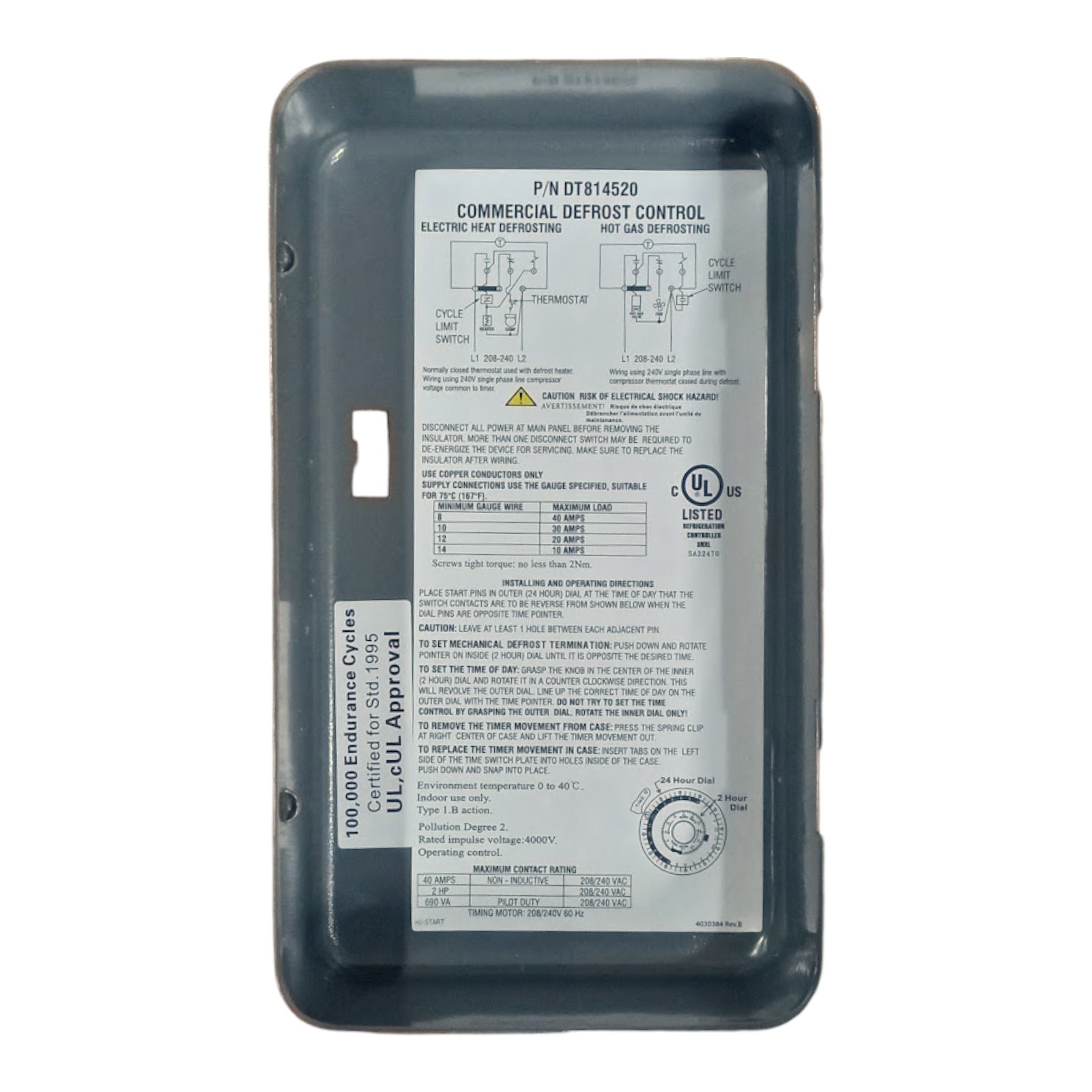 DT8145-20 Commercial Refrigeration Defrost Timer for Paragon 8145-20 240V