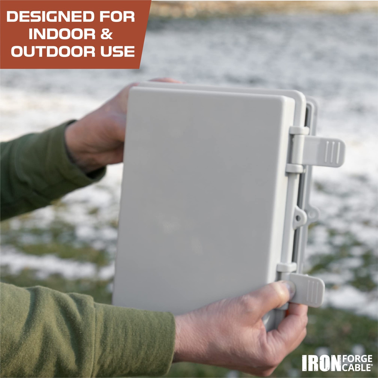 Outdoor Electrical Junction Box- 16 x 12″ Green Durable Hinged Project Enclosure