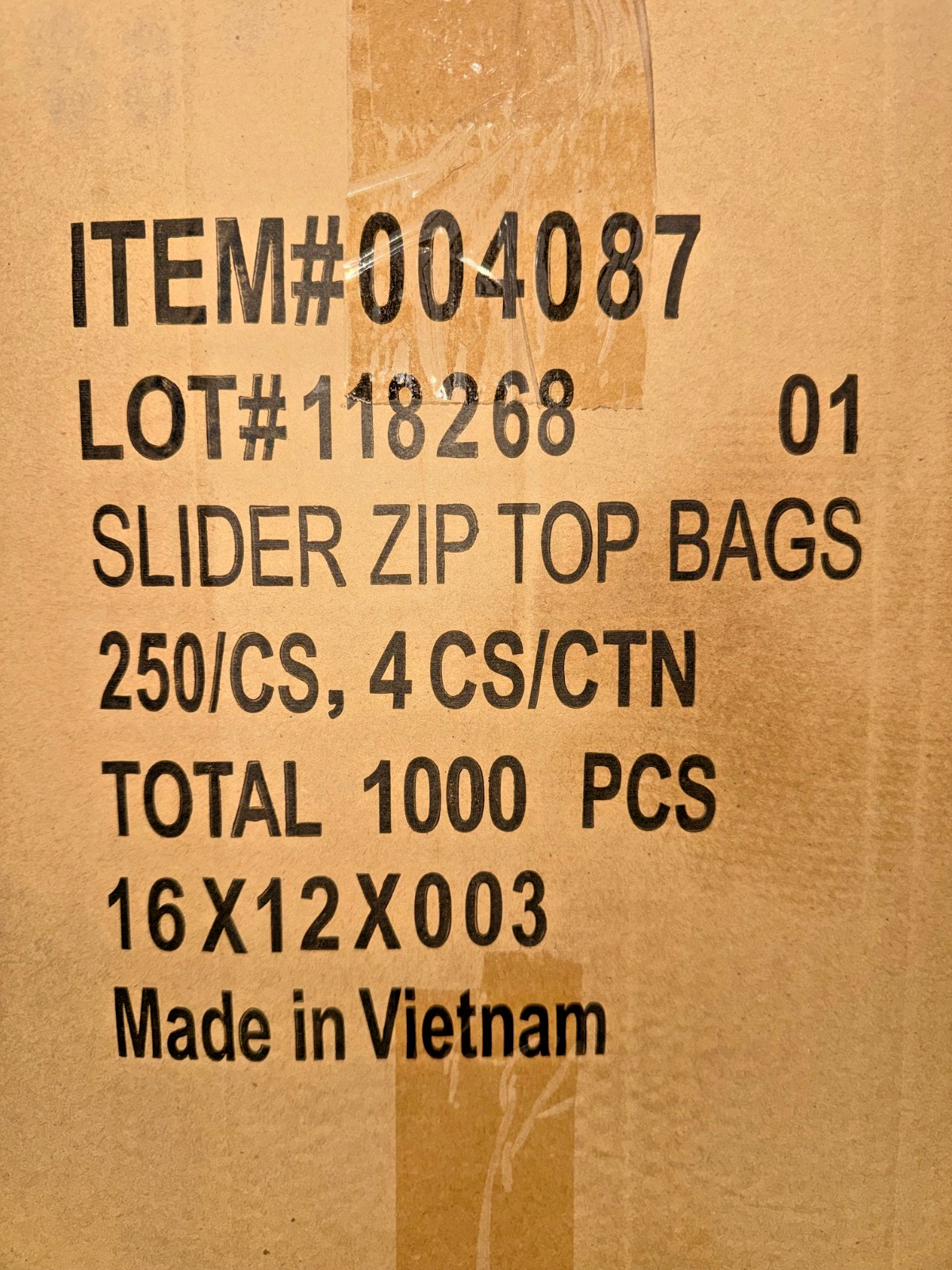 16x12x3 MIL Slider Zip Bags Heavy Duty FDA Food Safe Poly 2 GALLON LAD 4087