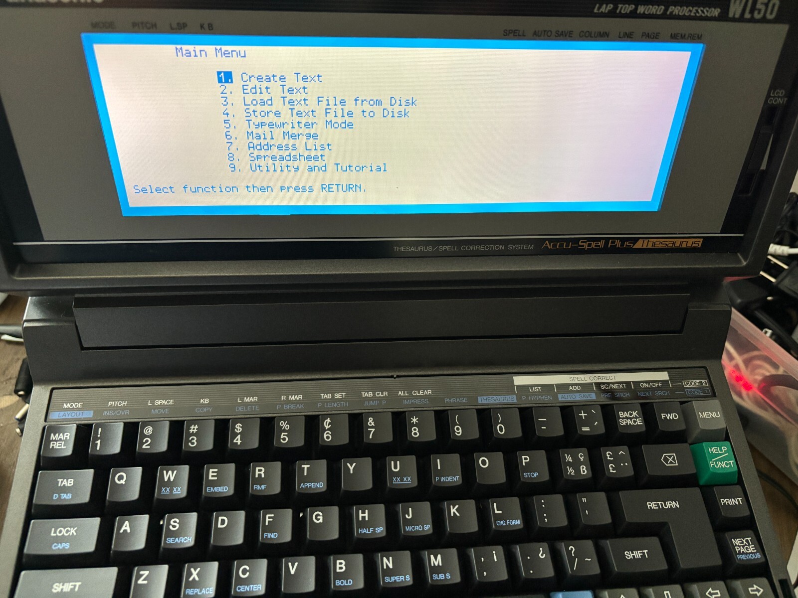 Panasonic Laptop Word Processor KX-WL50 Tested No Power Cable