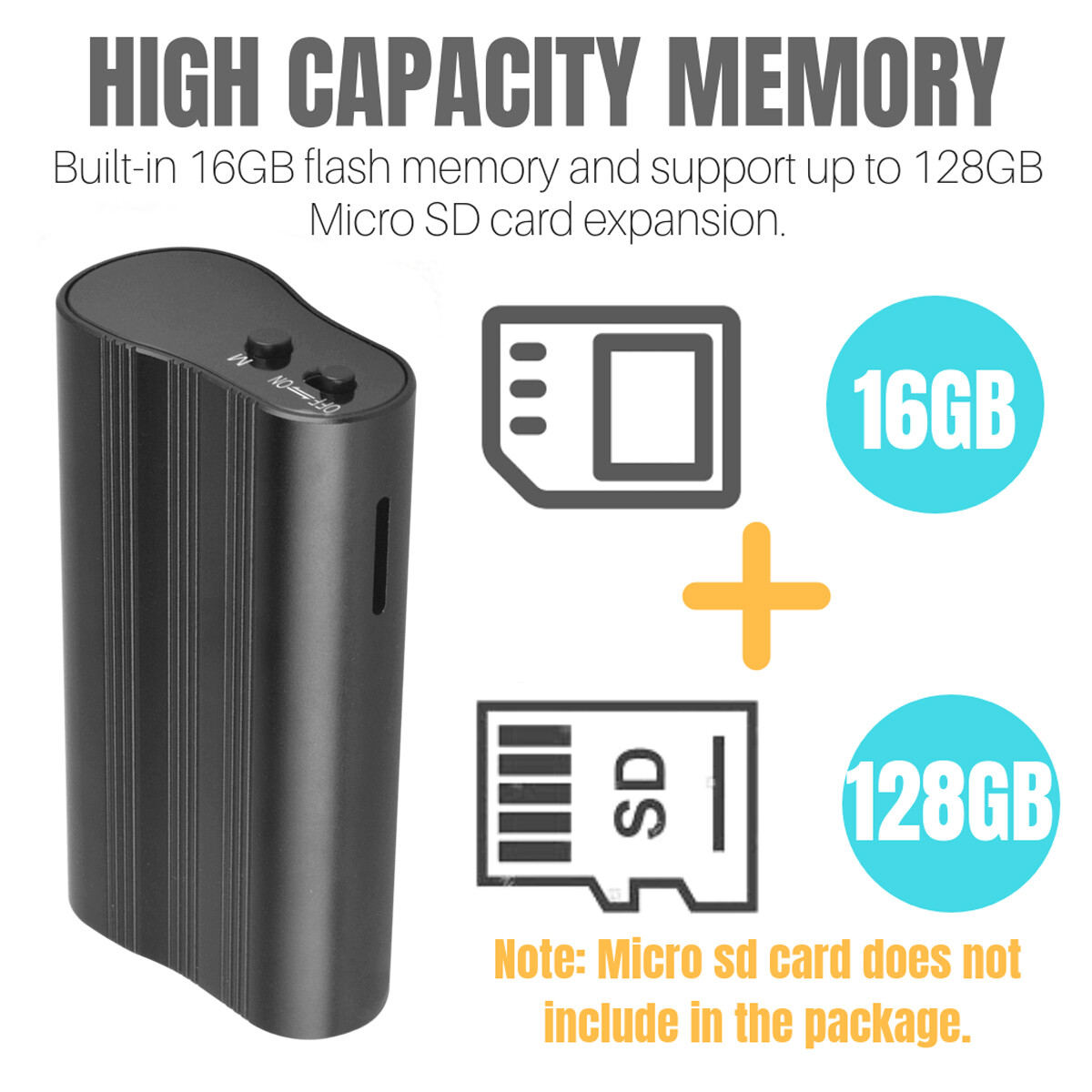 500 Hr 16GB Spy Digital Voice Activated Recorder Mini Audio Magnetic MP3 Player#