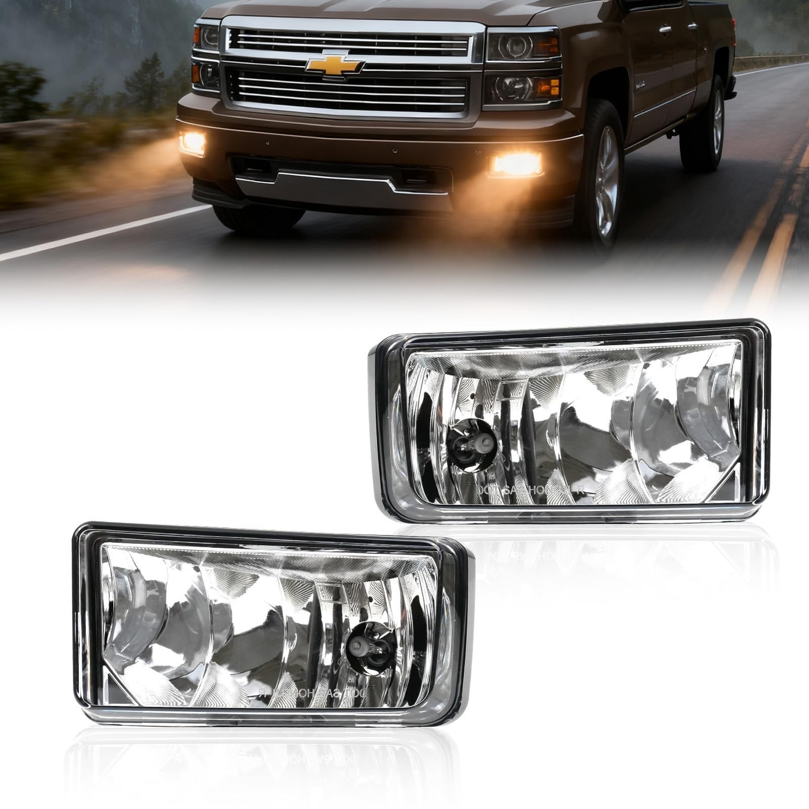 Bumper Fog Lights with Halogen Bulbs Compatible with 2007-2015 Chevy Silverad…