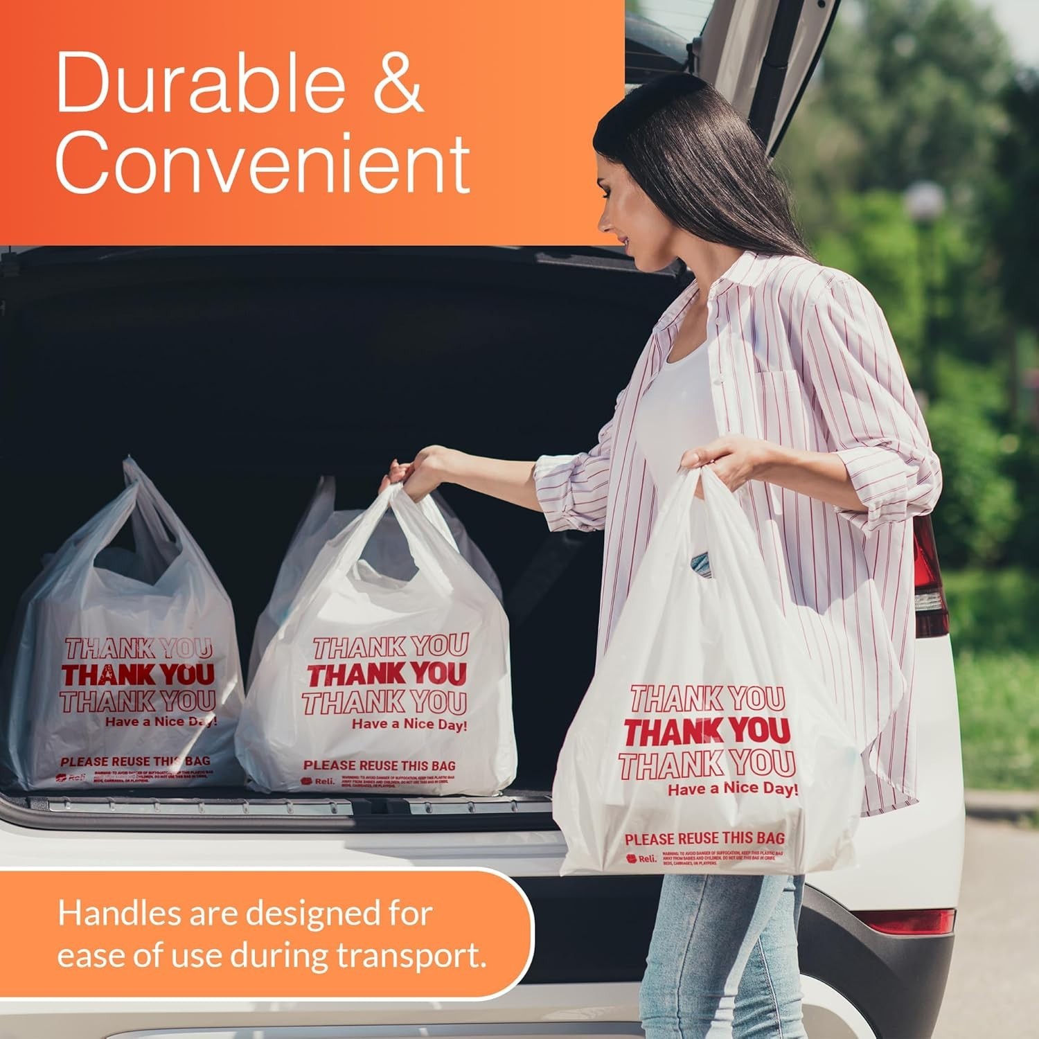 High Quality Thank You Plastic Bags – 350 Count for Grocery Stores & Retail Use