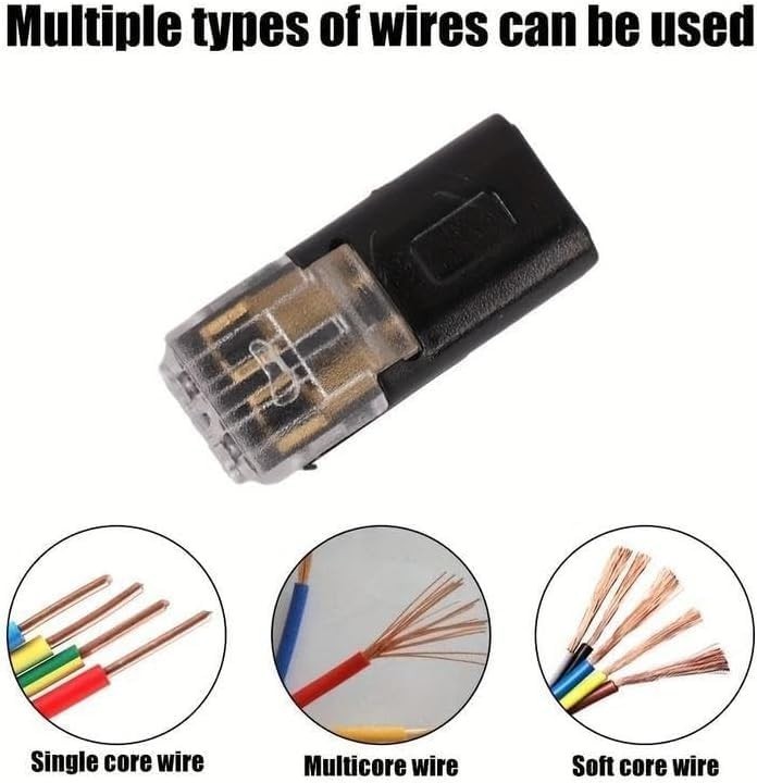 200pcs Double-Wire Plug-in Connector, Cable Clamp with Locking Buckle, AWG 18-22