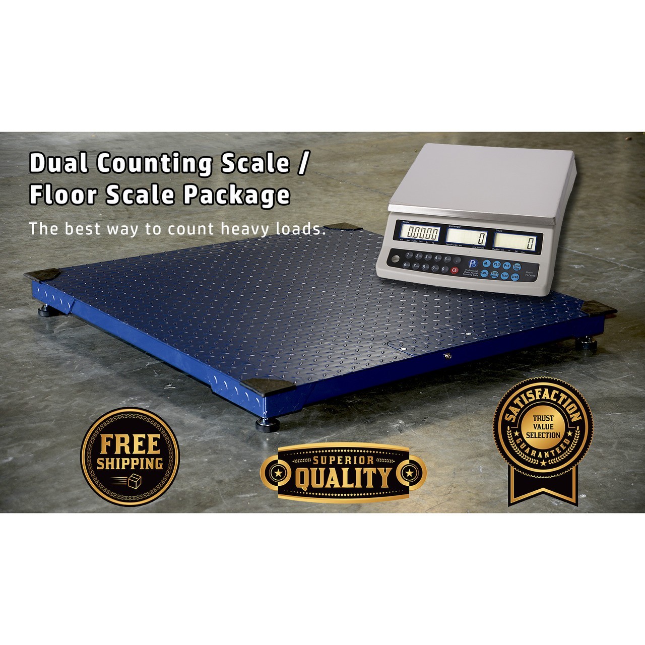 10000x1lb Floor Scale 48×48 w PS-C60KDN Dual Counting Scale Industrial