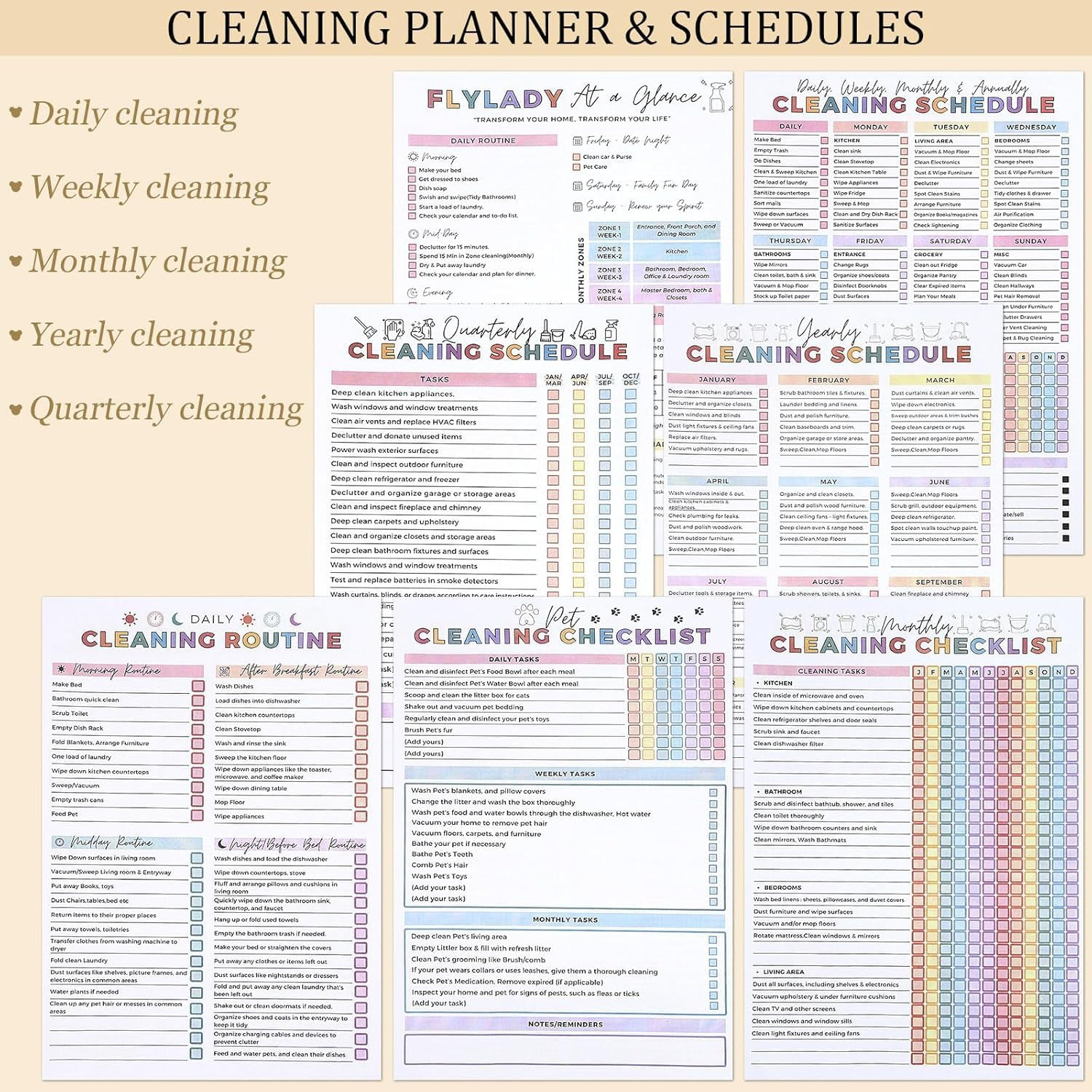 ADHD Cleaning Planner Daily Weekly Monthly Cleaning Checklist Organizer Journal