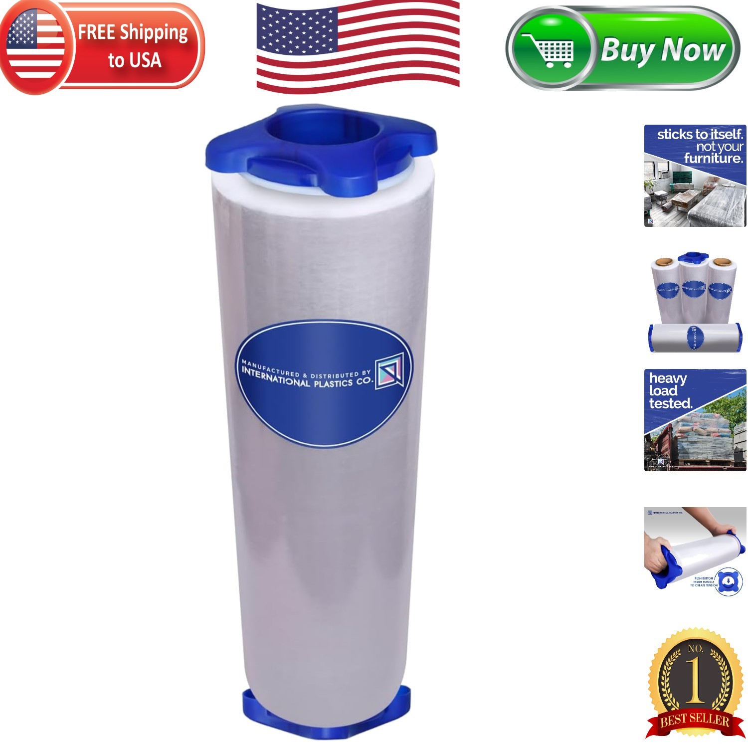 Crystal Clear 18″ Stretch Film – 1500ft Heavy-Duty Packing with Tension Handles