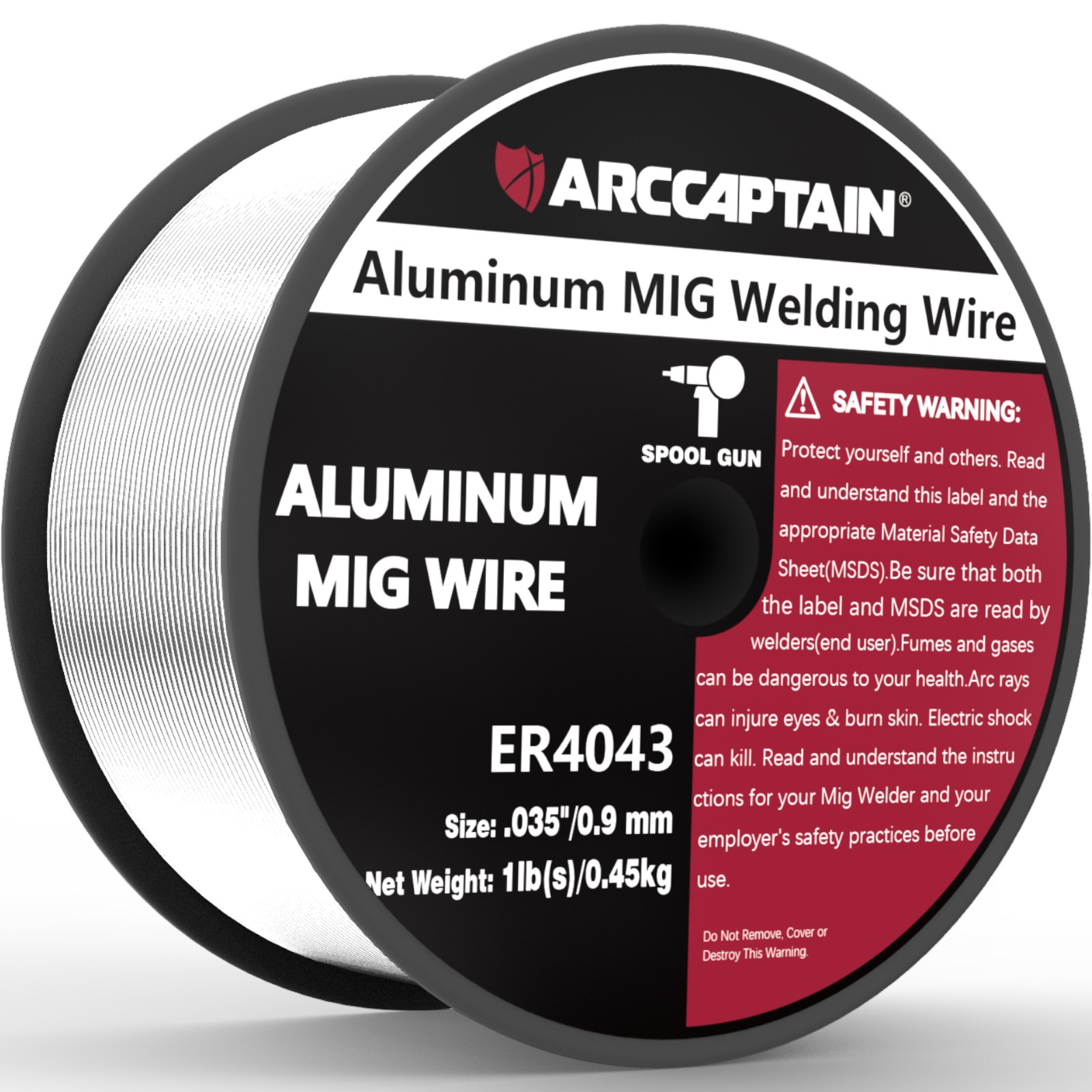 ARCCAPTAIN Silicon Aluminum Mig Welding Wire ER4043 .035″ 1 Pound Spool Roll New