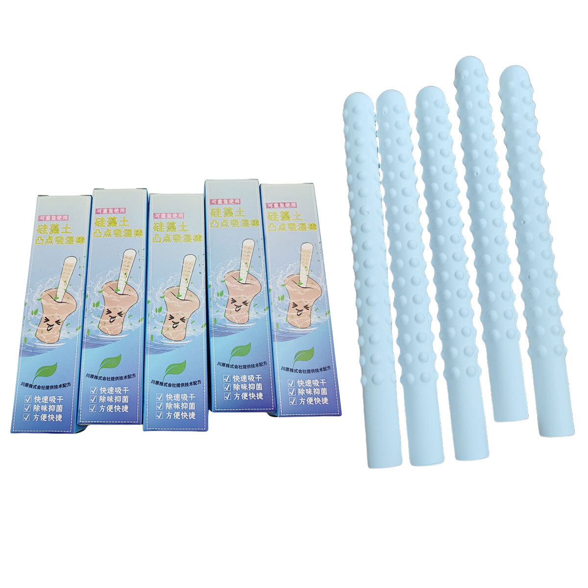 5 Packs Diatom Drying Rod Stick for Toys Deodorization Absorption Rod