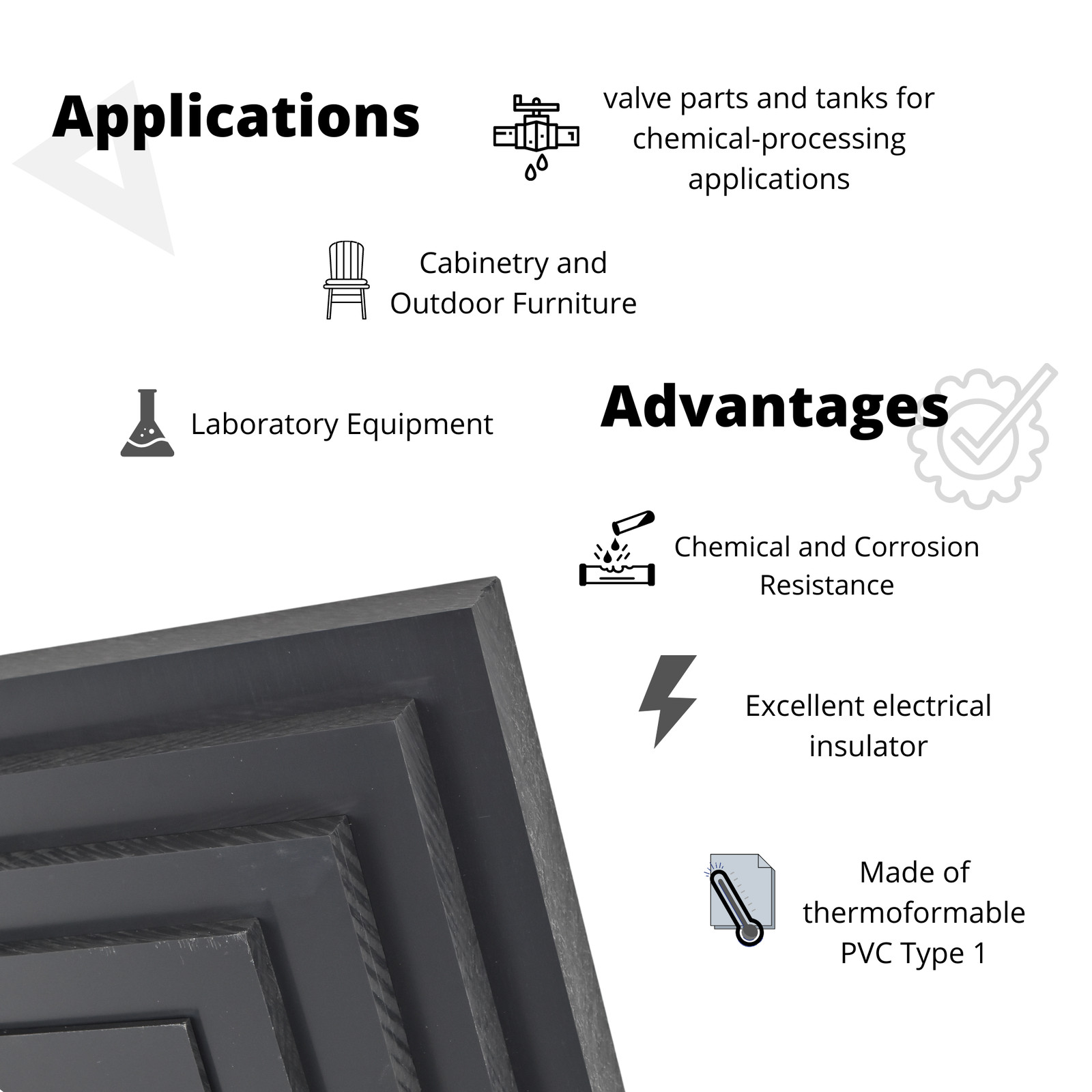 BuyPlastic Dark Gray PVC Chemical Resistant Plastic Sheet 3/8″ x 24″ x 48″