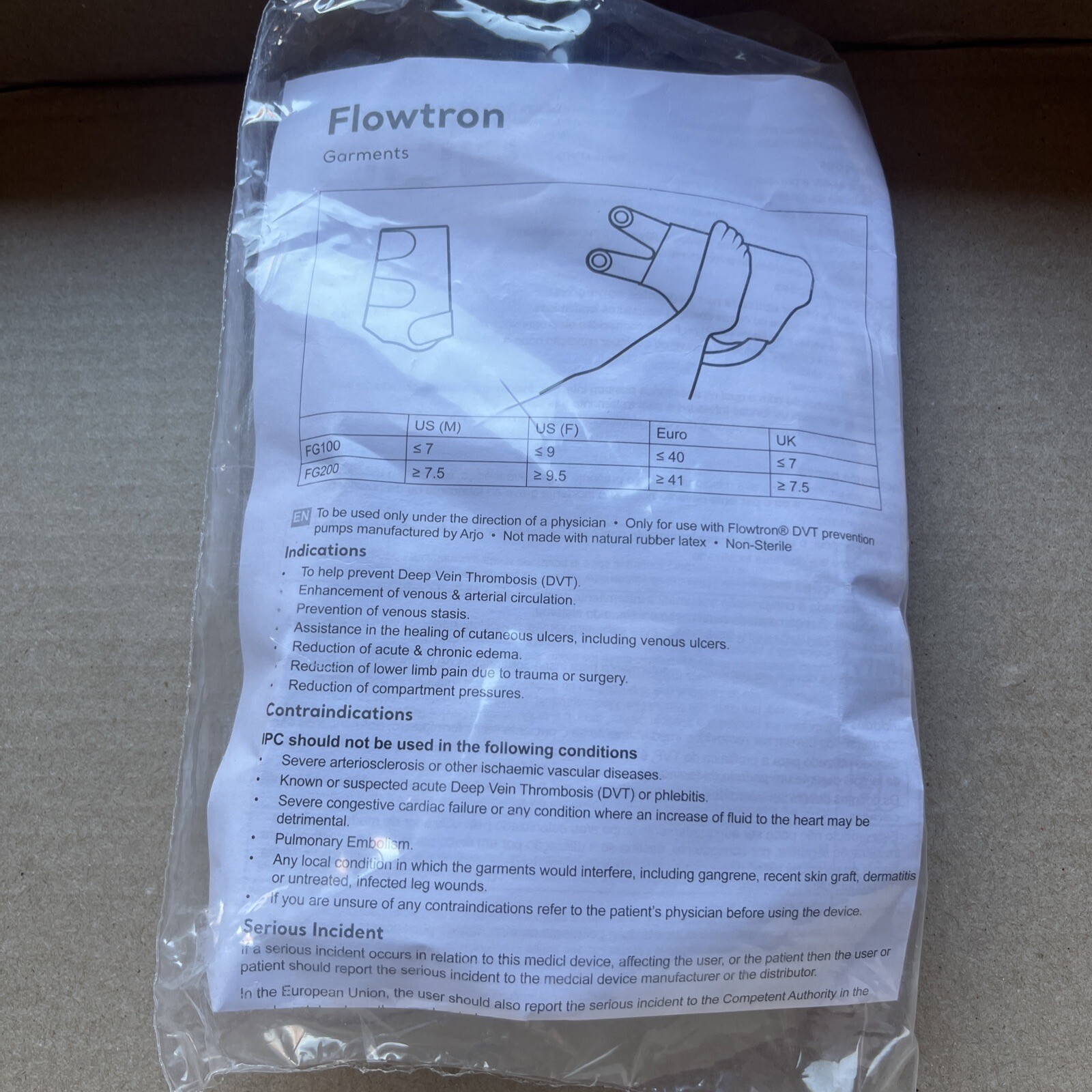 Flowtron DVT prophylaxis System FG 100 WOMEN TO SIZE 9 MEN TO SIZE 7