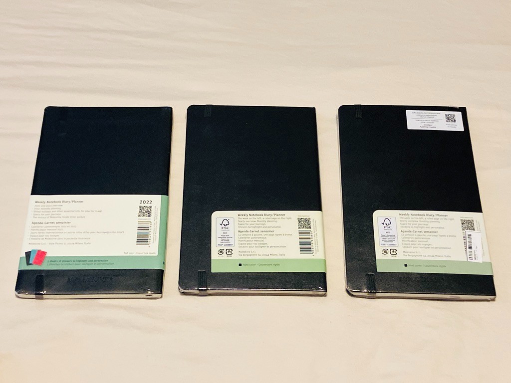 Moleskine Set of Large Weekly Planners: 2022, 2024, 2025 – new unused
