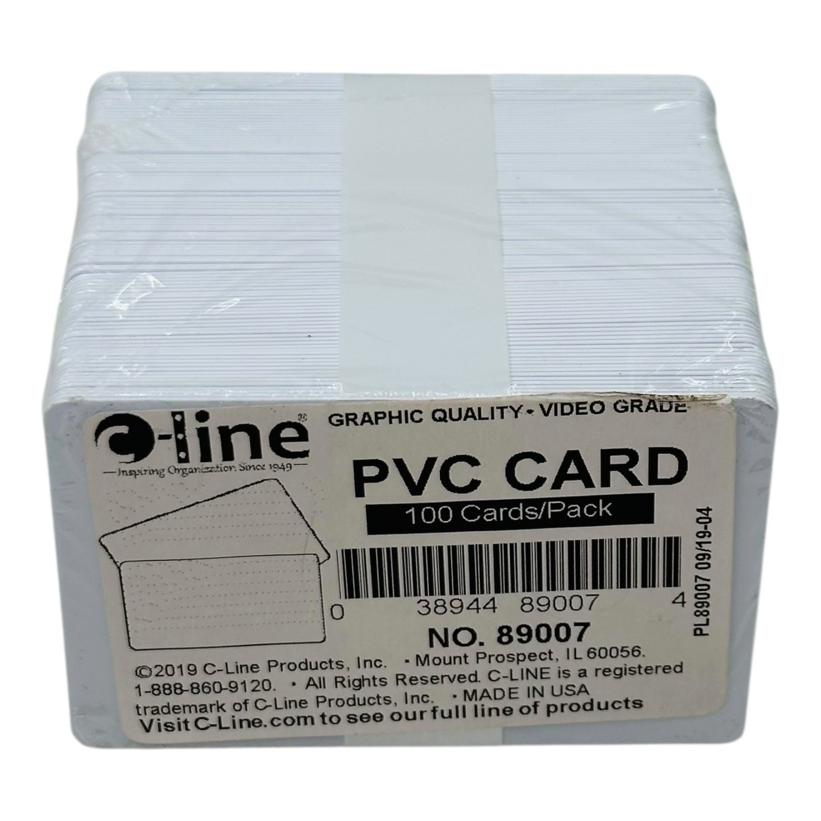 100 Count C-Line Graphics Quality Video Grade PVC Cards 2.13″ x 3.38″ White