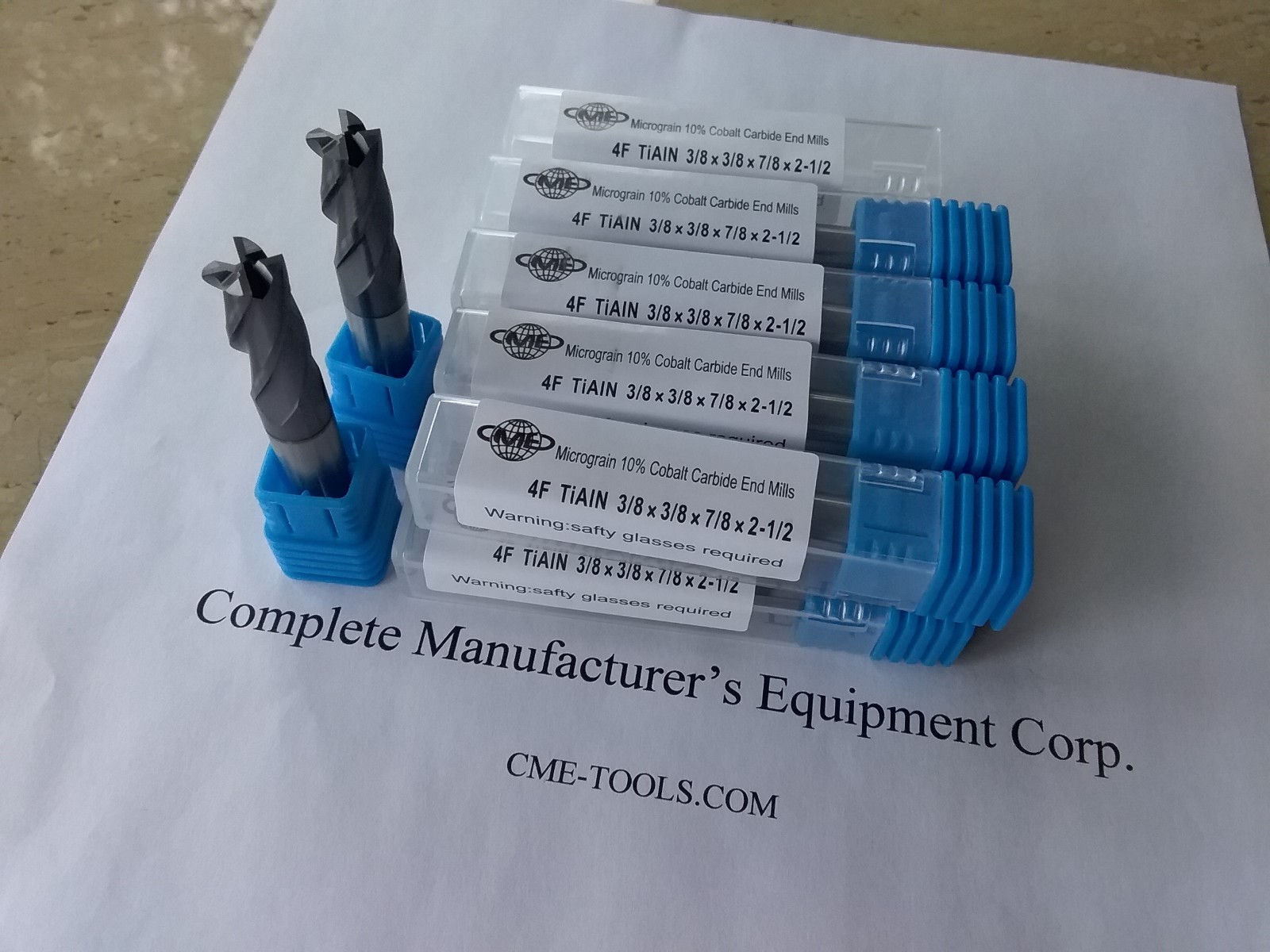 10pcs 3/8″x7/8×2-1/2 Solid Carbide End Mills,Tialn coated 4flt s/e 1006-TN38-new