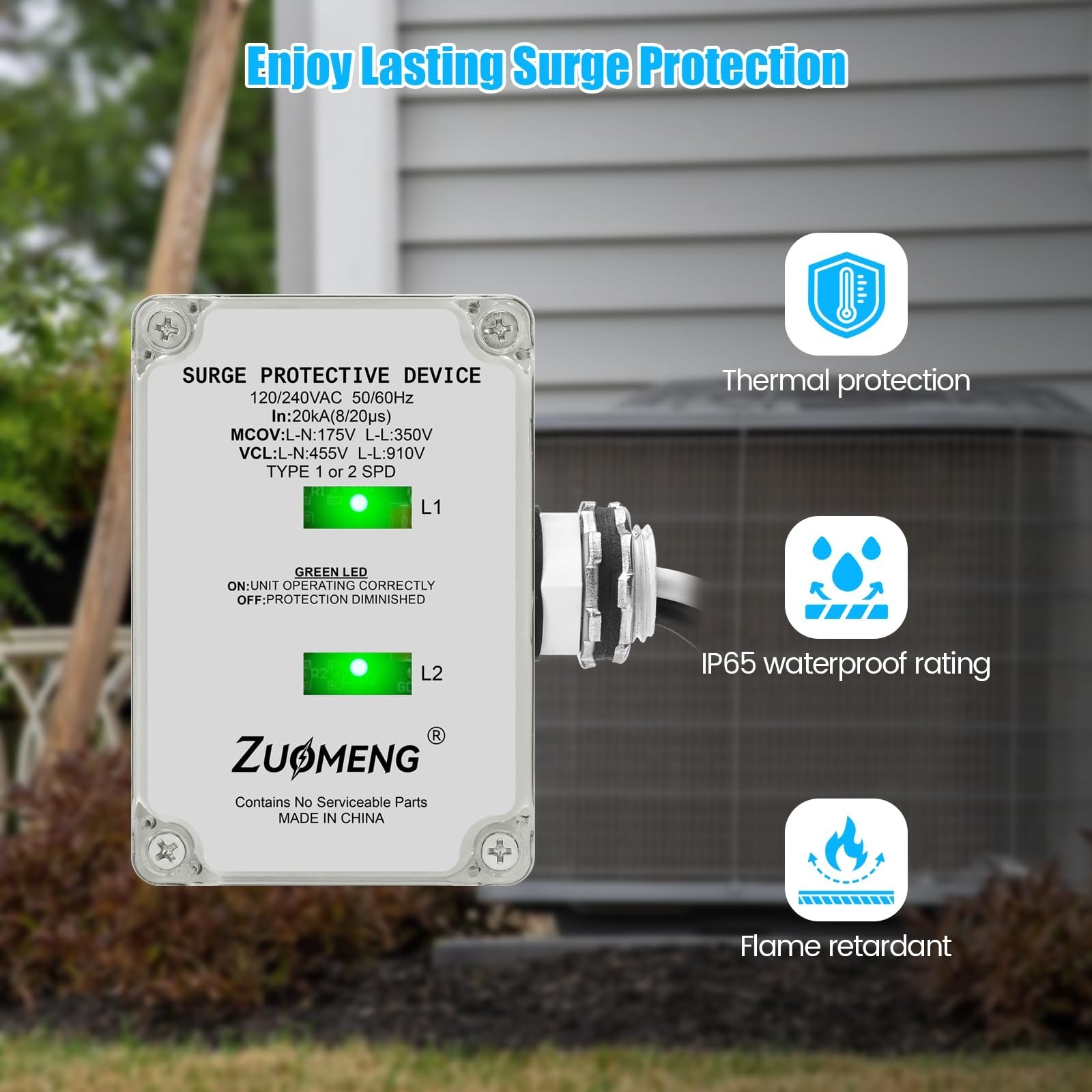 HVAC Surge Protector, Zuomeng 120/240VAC Universal Air Conditioner Surge Prot…