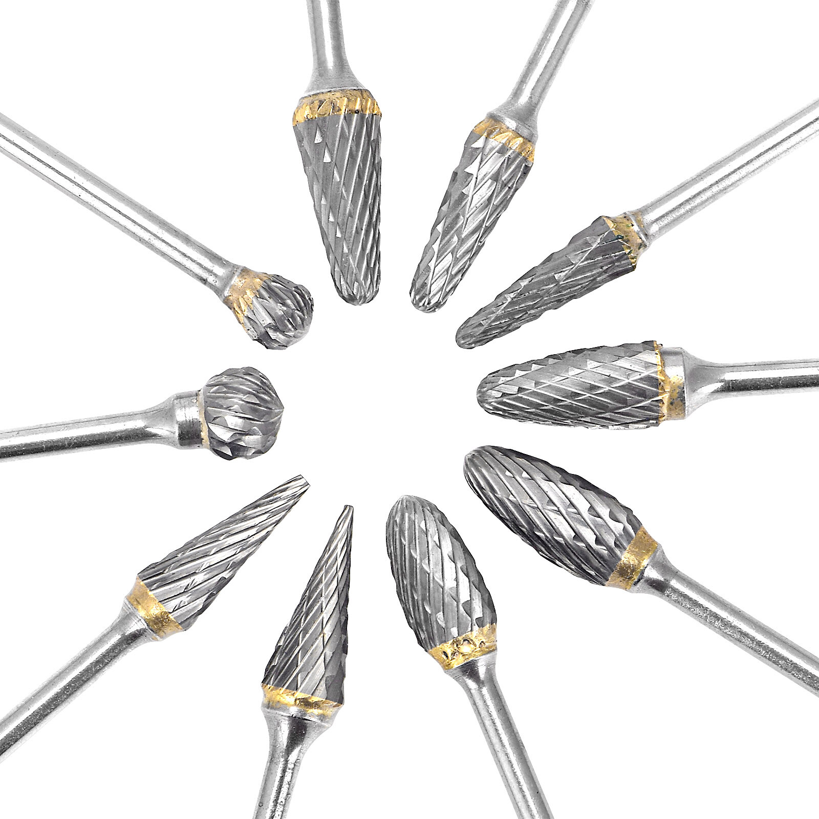 10 pcs Dental Tungsten Carbide Burs Cutter Polishers Finishers 2.35mm HP Shank