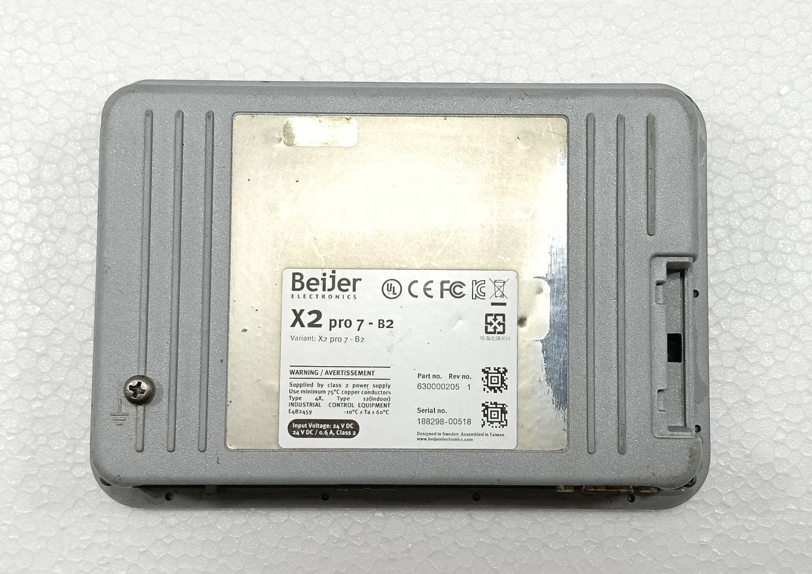 BEIJER ELECTRONICS X2 PRO 7-B2 OPERATOR TOUCH SCREEN HMI PANEL 630000205 REV.1