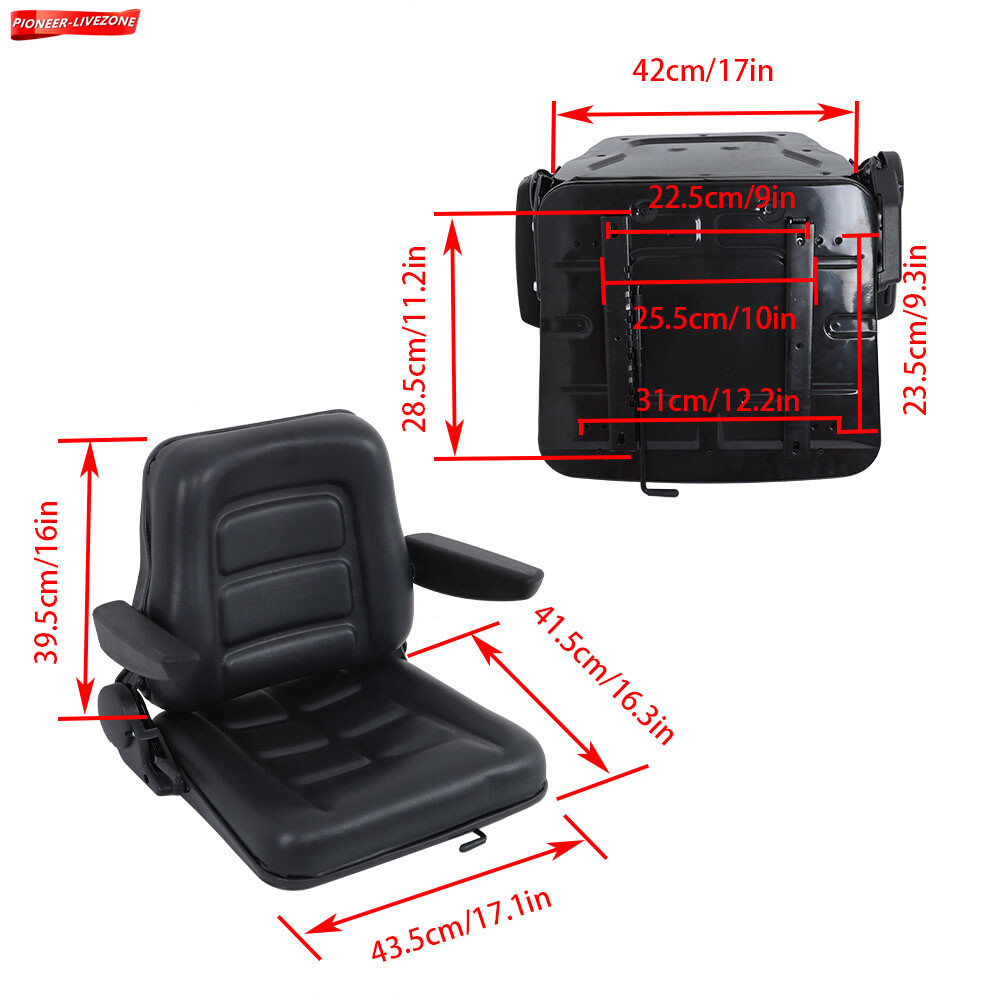 Lawn Mower Universal Fold Down Forklift Seat Armrest Tractor Skid Loader Seat