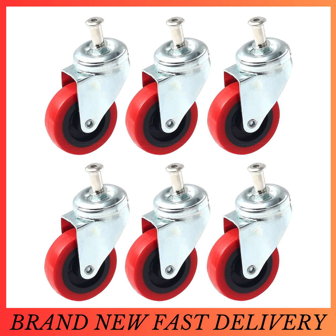 6 Pack Heavy-Duty 2.5″ Swivel Caster Wheel Creeper Service Cart Stool Post Mount