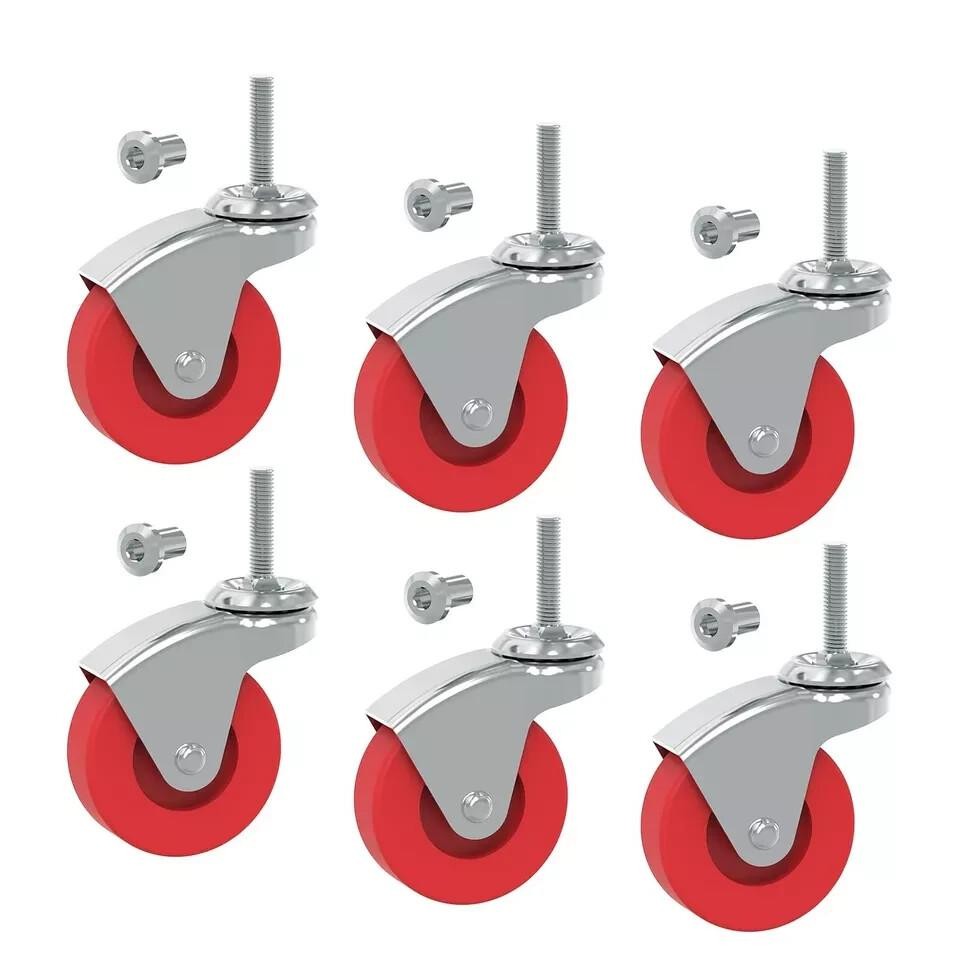 6 Pcs Swivel Caster Wheel Creeper Cart Stool Post Mount Replacement Heavy Duty
