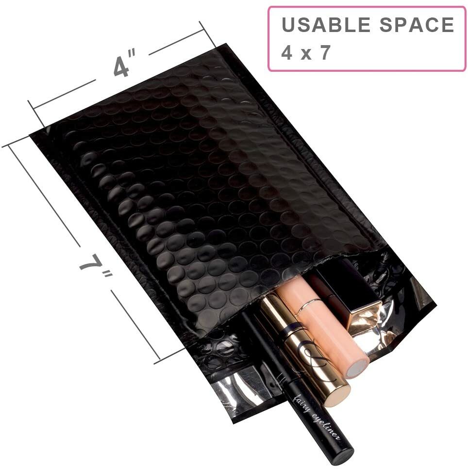 Black Poly Bubble #000 4×8 (usuable 4×7) Mailers Self Seal Padded Envelope Bag