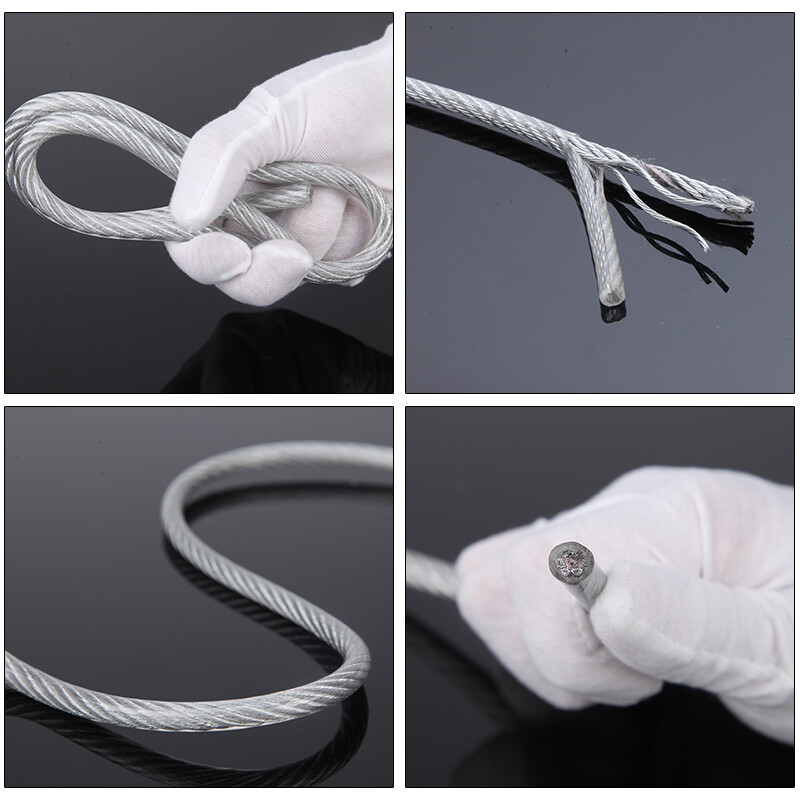 304 Stainless Steel Wire Rope Cable Rigging Φ0.5mm-12mm PVC Coated Clear / Black