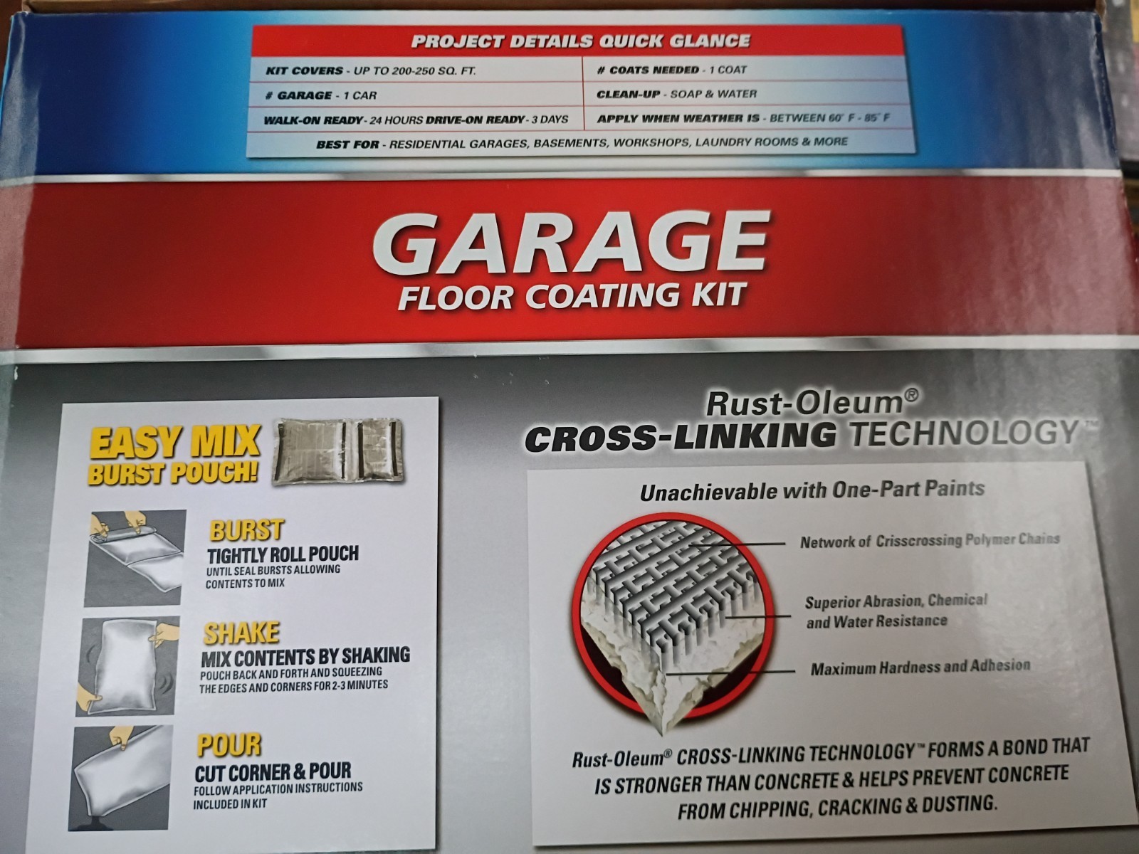 Rust-Oleum Epoxy Shield Garage Floor Coating – Gloss Gray, 1 Car