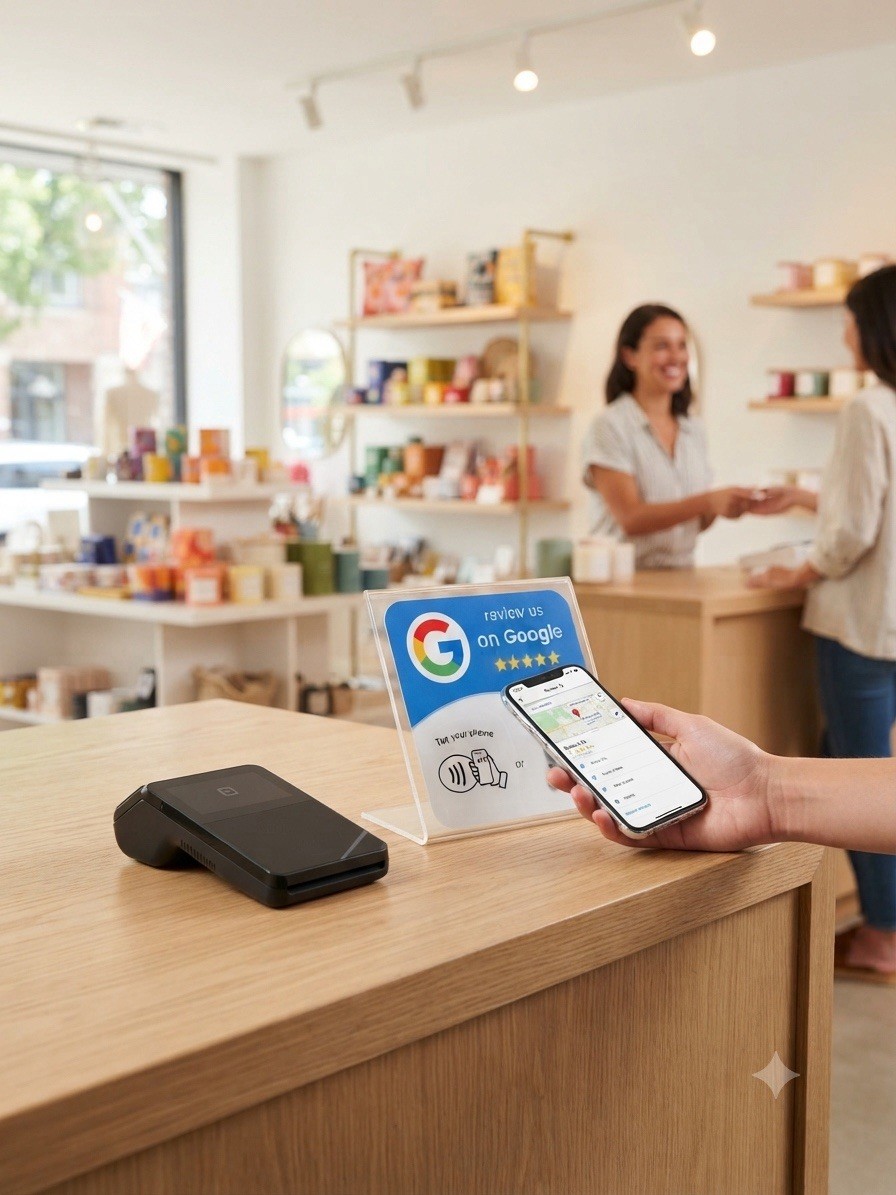 5 Star Google Review Card NFC Tap To Review Preprogrammed QR Code Business