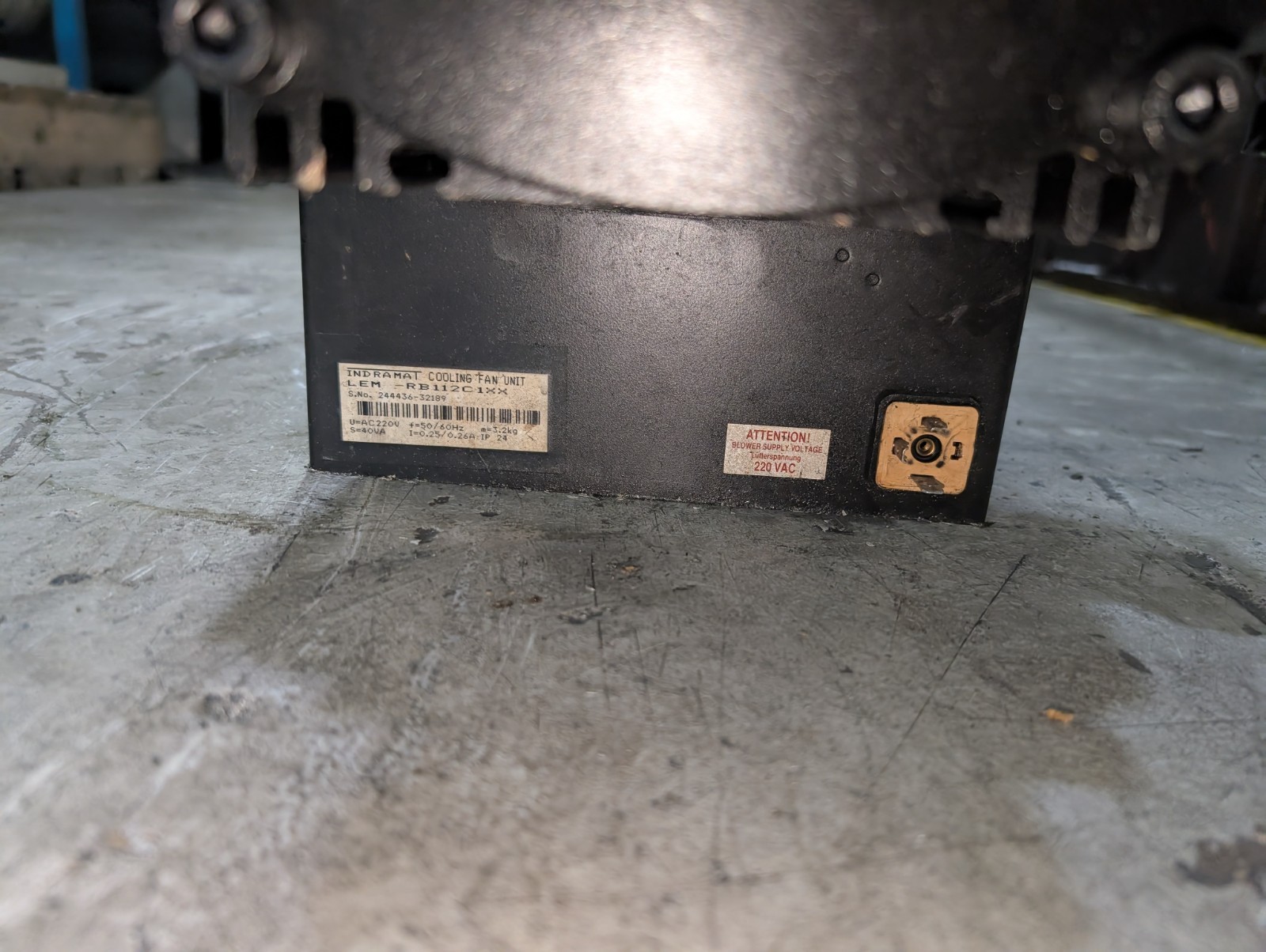 Indramat MHD112D-027-PP0-BN Servo Motor, Attached to unit LEM-RB112C1XX cooling