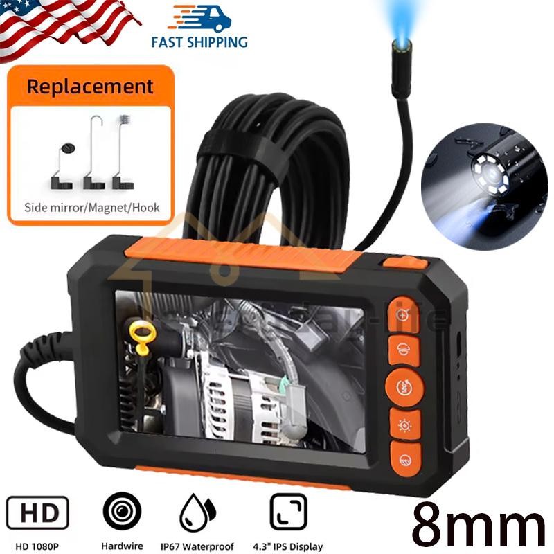 2M Handheld Industrial Endoscope 8mm Borescope Inspection Snake Camera w/8LED