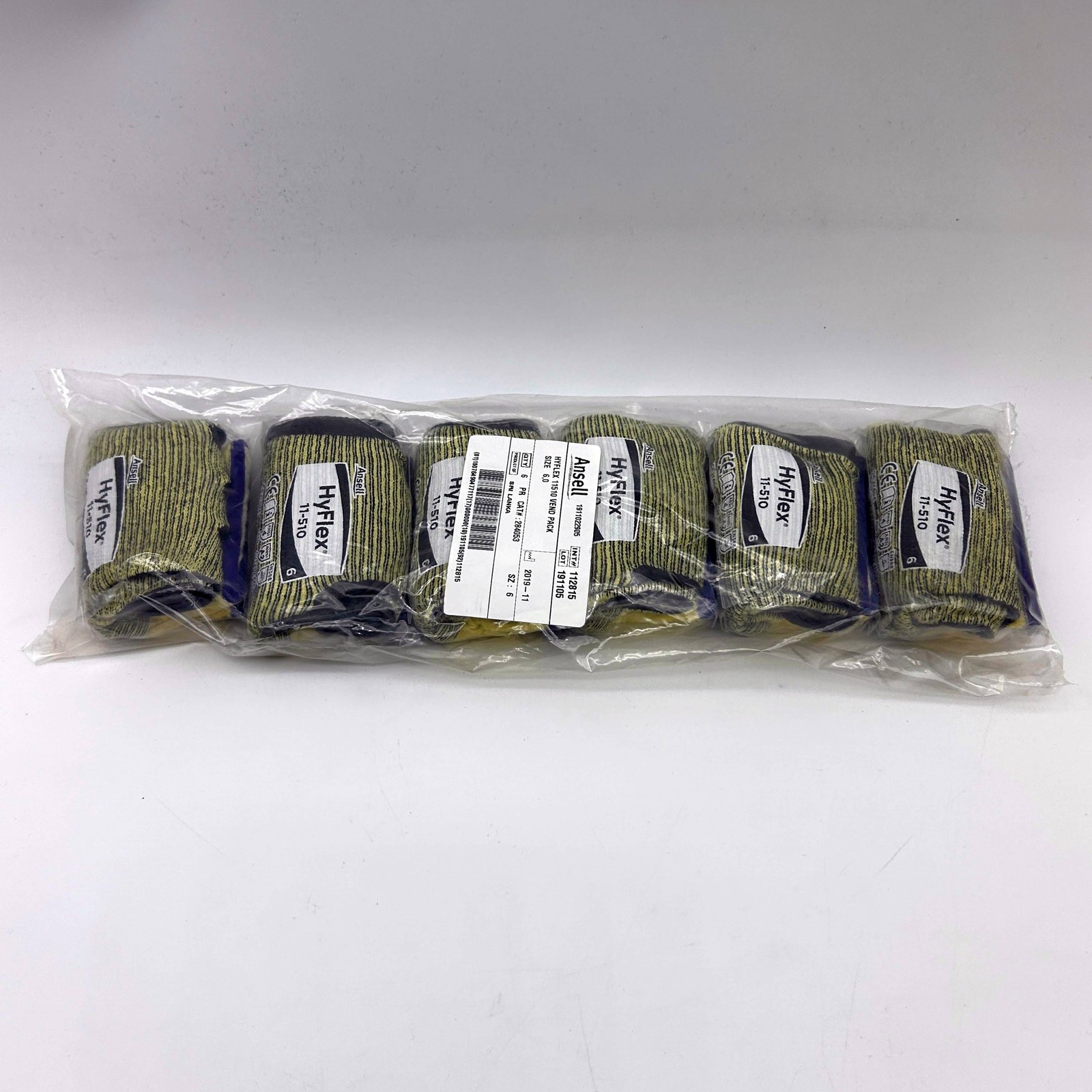 Ansell Hyflex 11510 Cut Resistant Gloves Size 6 Extra Small XS Nitrile 6 Pairs