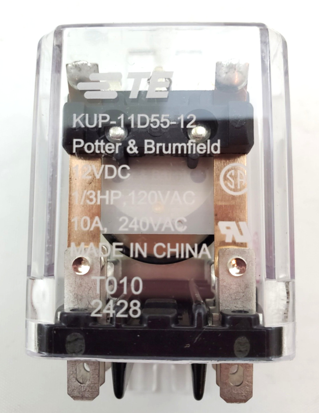 Potter Brumfield KUP-11D55-12 Ice Cube Relay 12 VDC 10 Amp DPDT Mounting Bracket