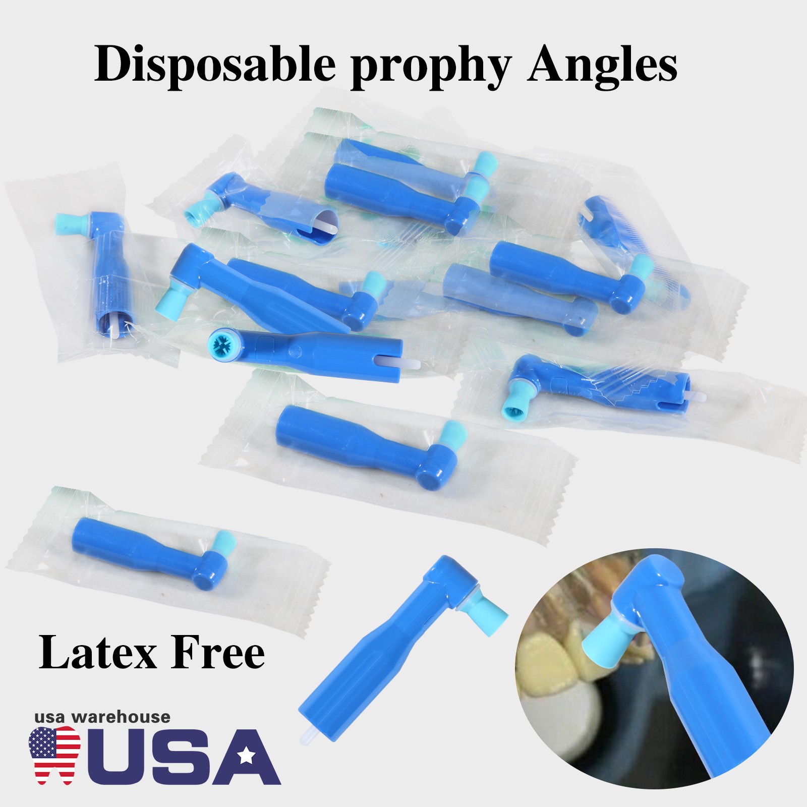 100/500/pk Top Prophy Angles Firm Cups Quality Dental Disposable Prophy Angle US