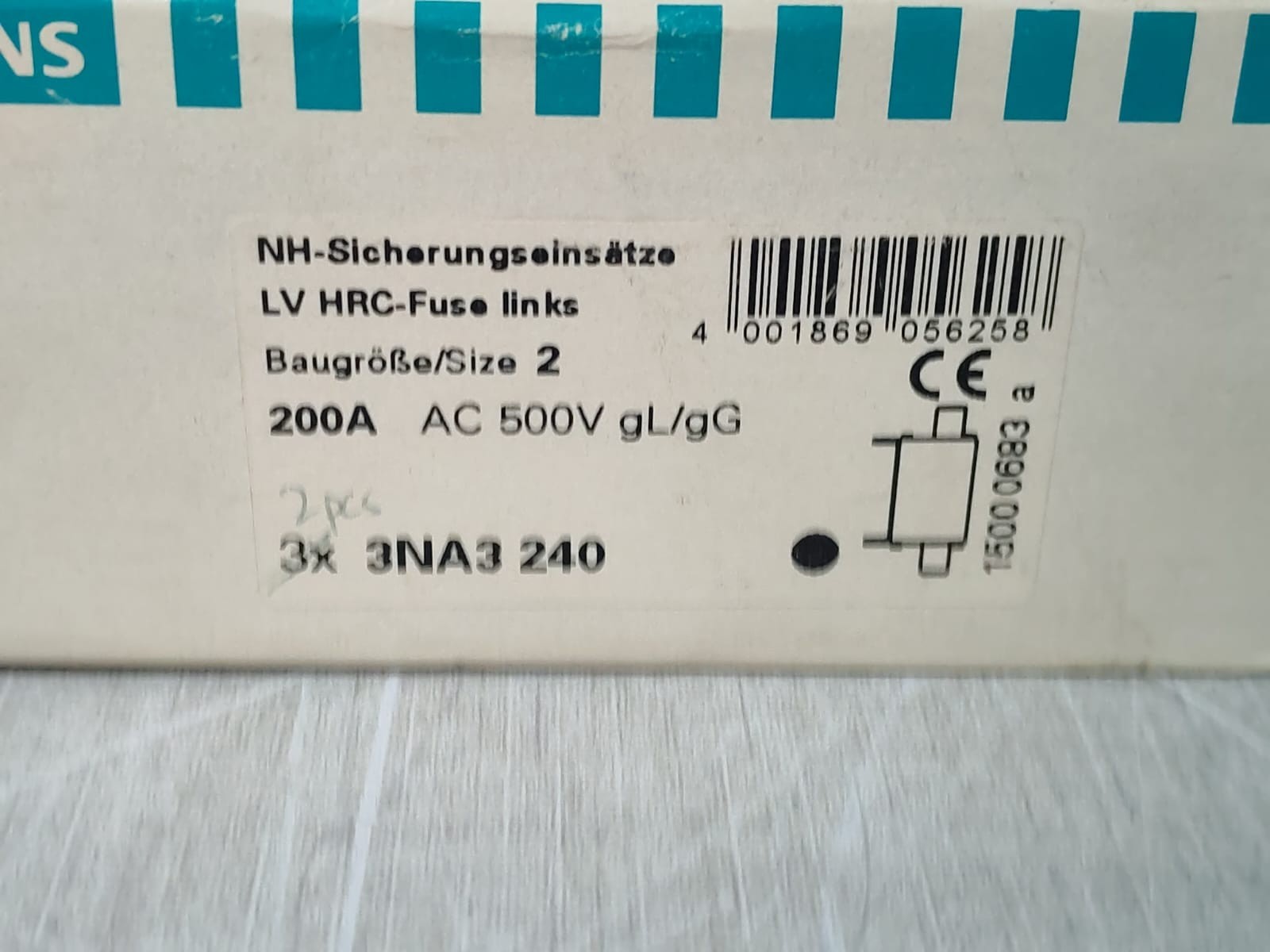 LOT 2PCS SIEMENS 3NA3240 LV-HRC-FUSE LINKS 200A
