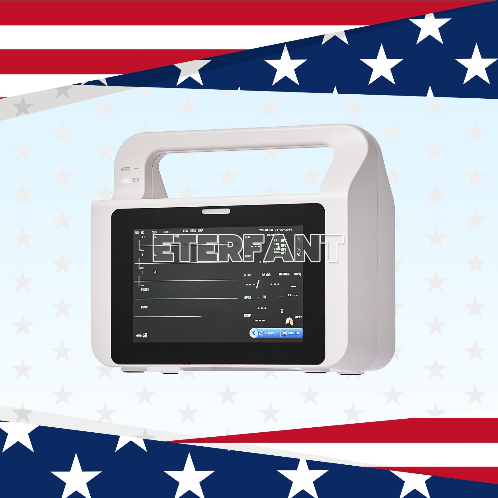 5 inch Touch Screen Multi-parameter Patient Monitor ECG RESP TEMP NIBP SPO2 PR