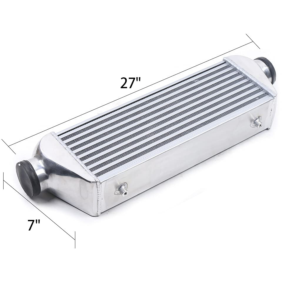 Universal 27x7x4 Aluminum Intercooler 3 Inch Inlet Outlet Turbo Direct Fit