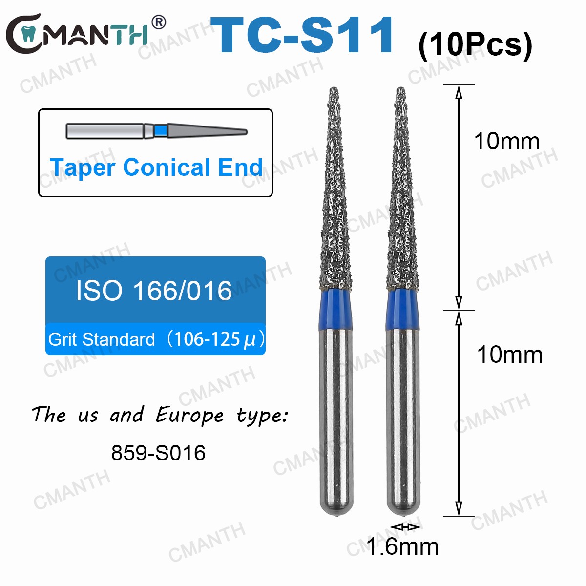 10PCS Dental FG Diamond Burs SHORT SHANK High Speed Burs Round End Friction Grip