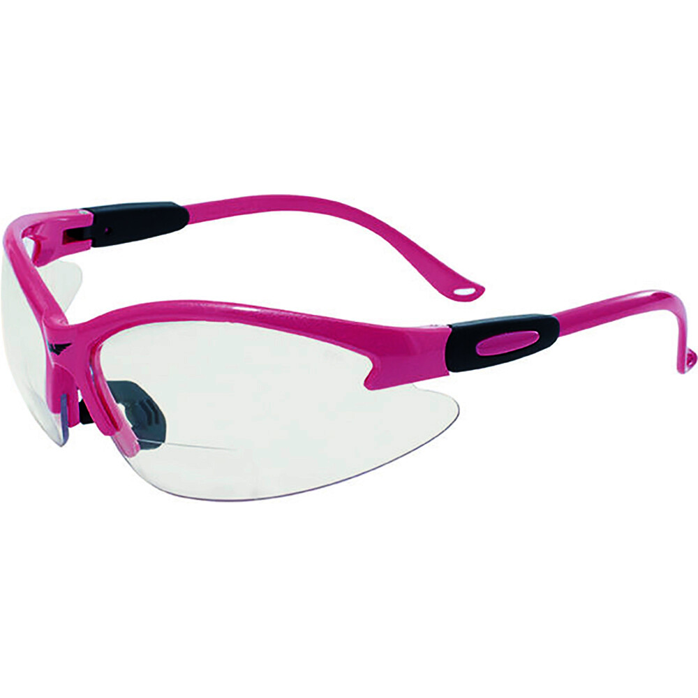 Global Vision Cougar Safety Glasses Hot Pink Frame 2.0 Bifocal Clear Lens